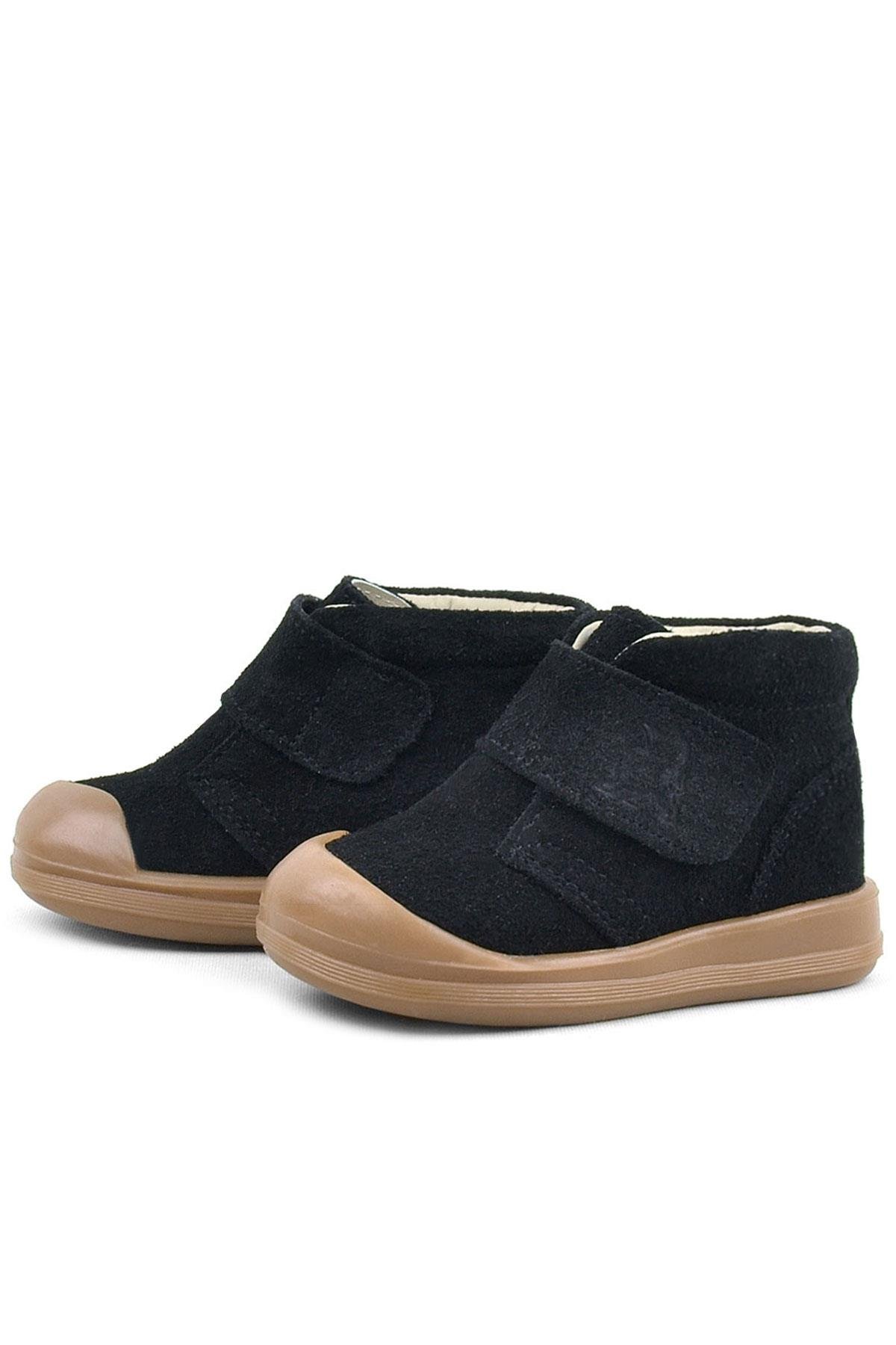 Yoohoo Hakiki Deri Siyah Cırtlı Unisex Bebek Bot - Görsel 6