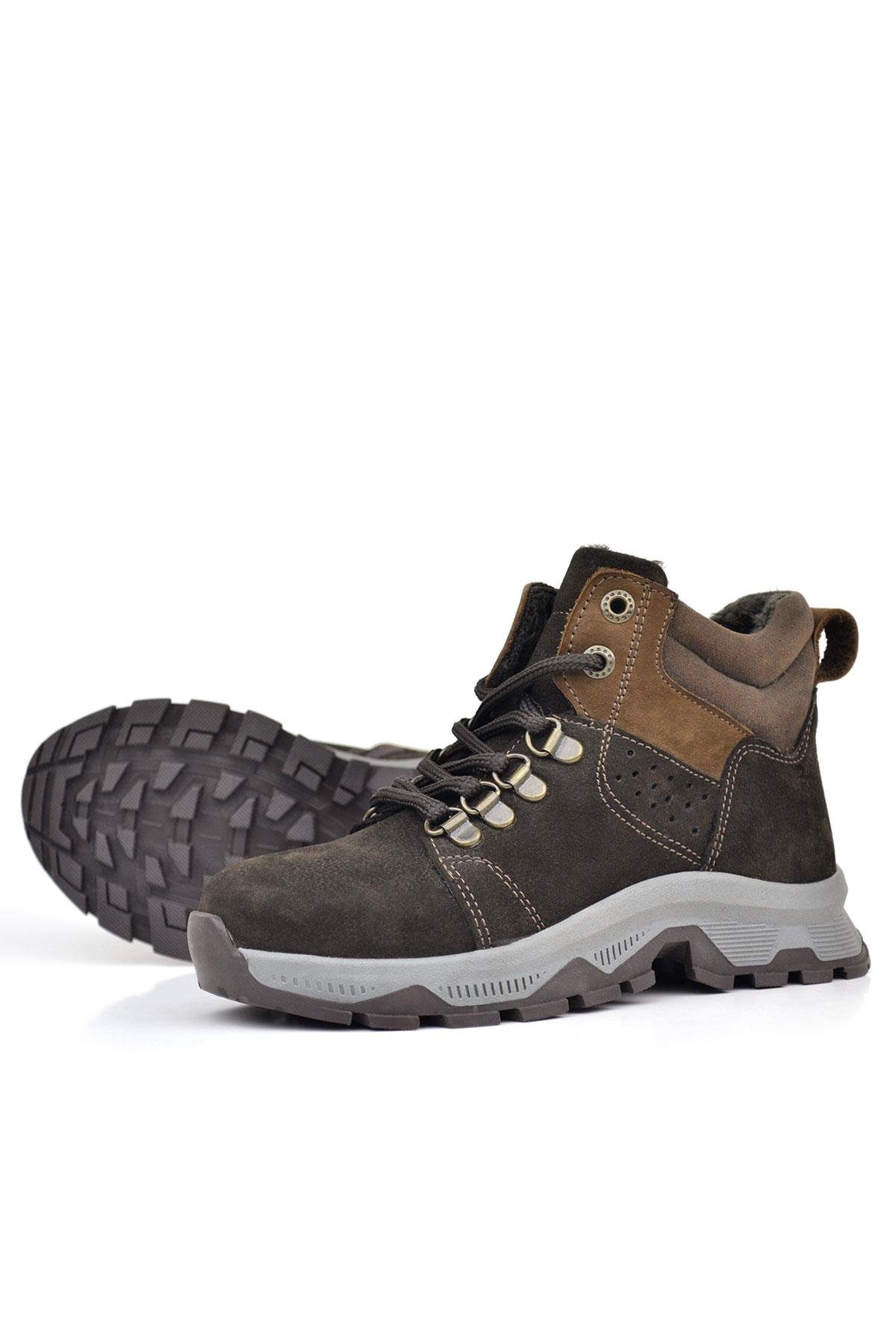 Hakiki Deri Kahverengi Fermuarlı Trekking Çocuk Bot - Görsel 2