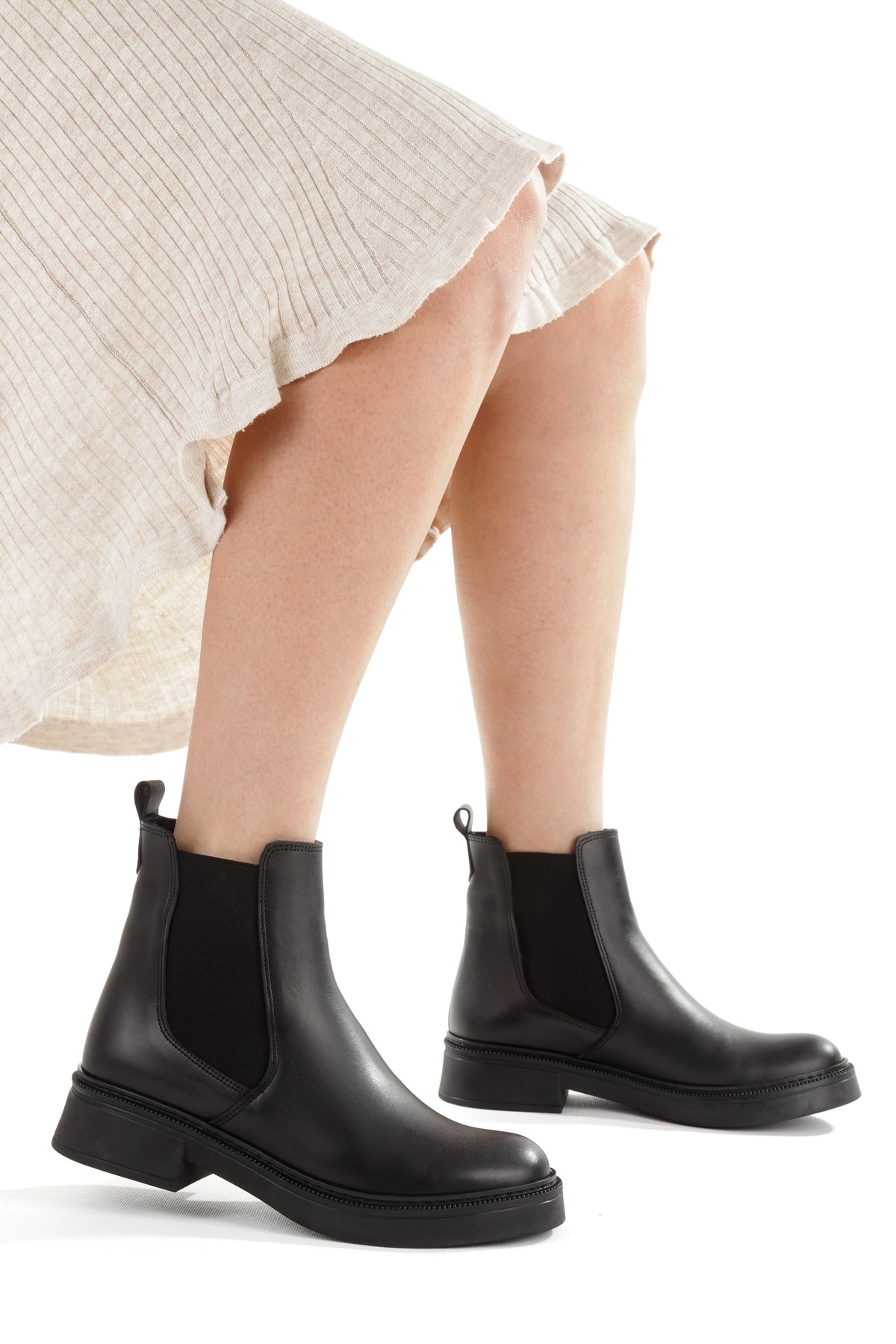 Kami Siyah Lastikli Hakiki Deri Günlük Orjinal Chelsea Bot - Görsel 4
