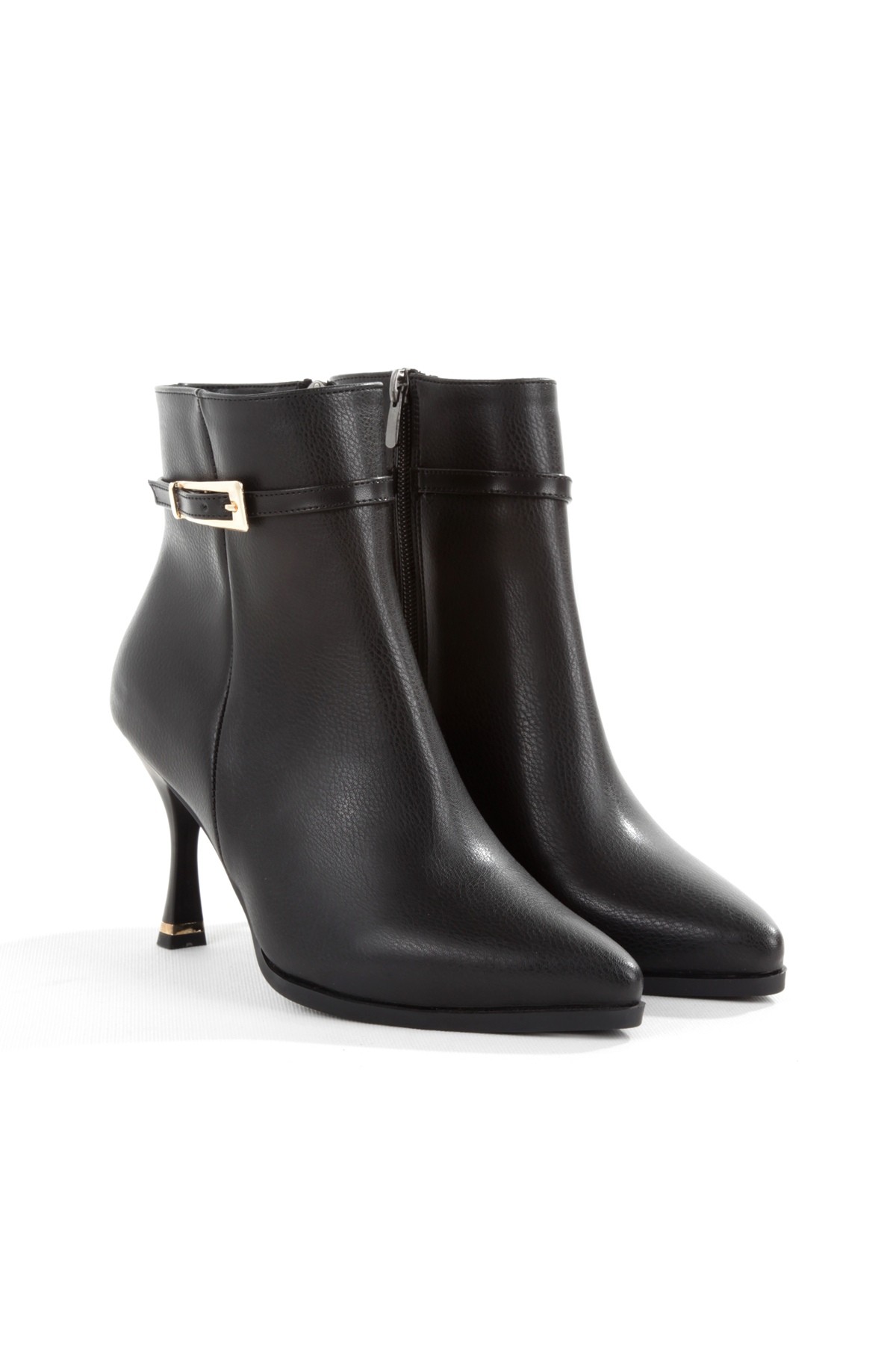 Siyah Mat Tokalı İnce Topuklu Kadın Bot Onemoresu2 - Görsel 4