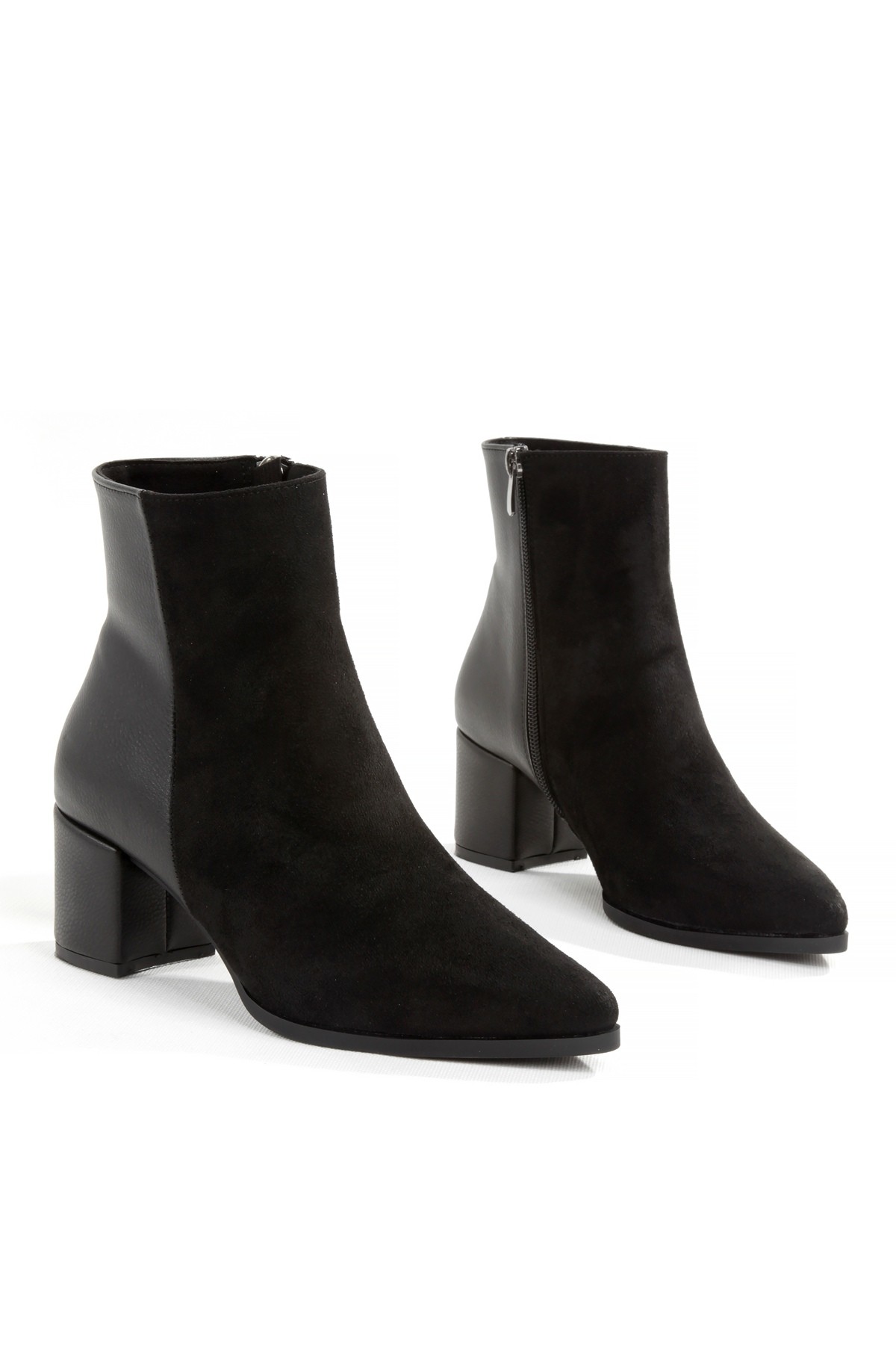 Siyah Süet Kısa Kalın Topuklu Kadın Bot Hudson - Görsel 3