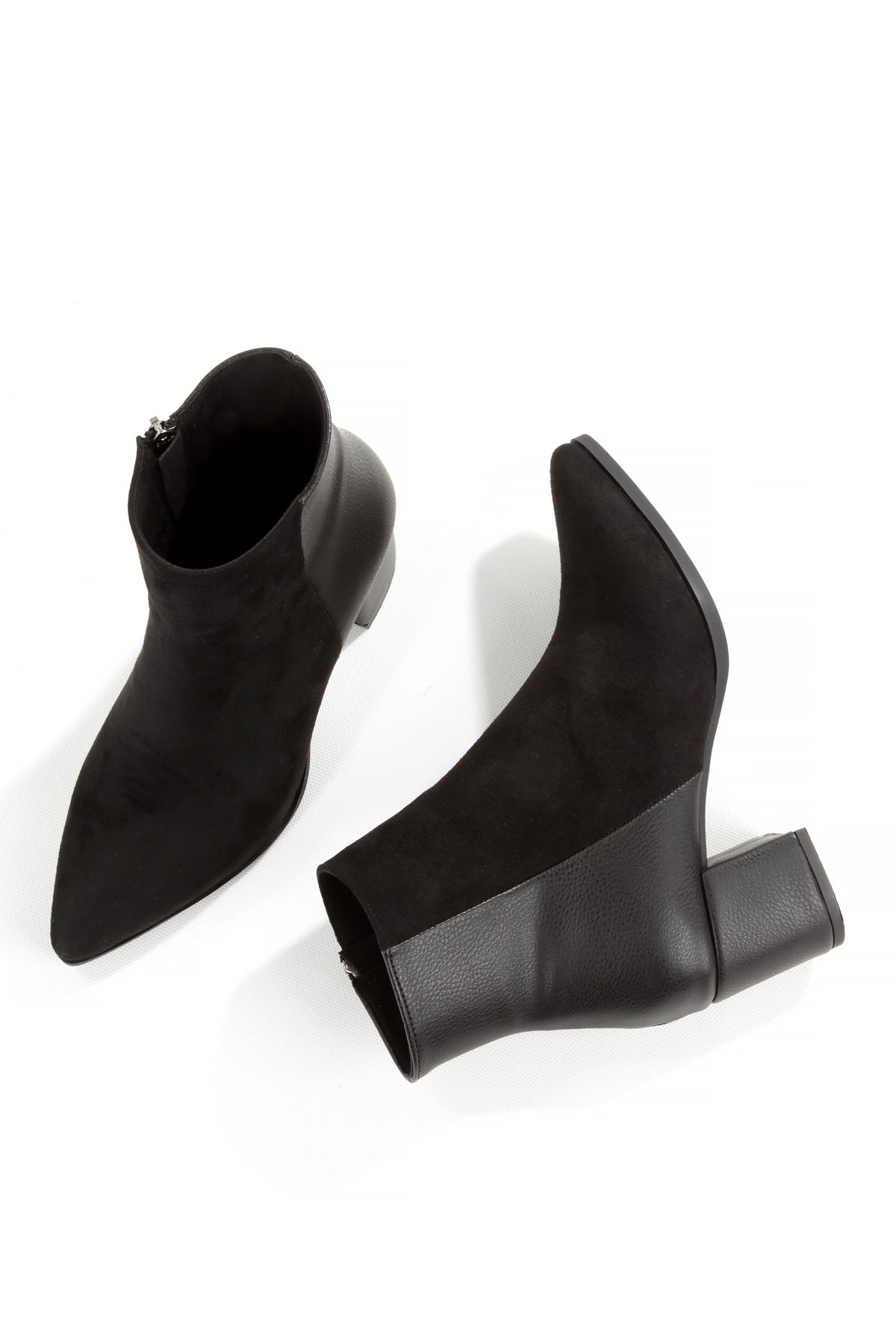 Siyah Süet Kısa Kalın Topuklu Kadın Bot Hudson - Görsel 6