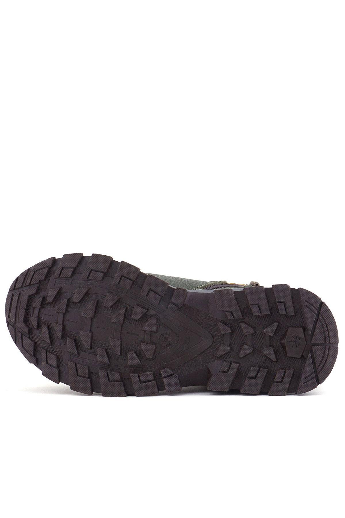 Hakiki Deri Haki Yeşil Sarı Fermuarlı Trekking Çocuk Bot - Görsel 9