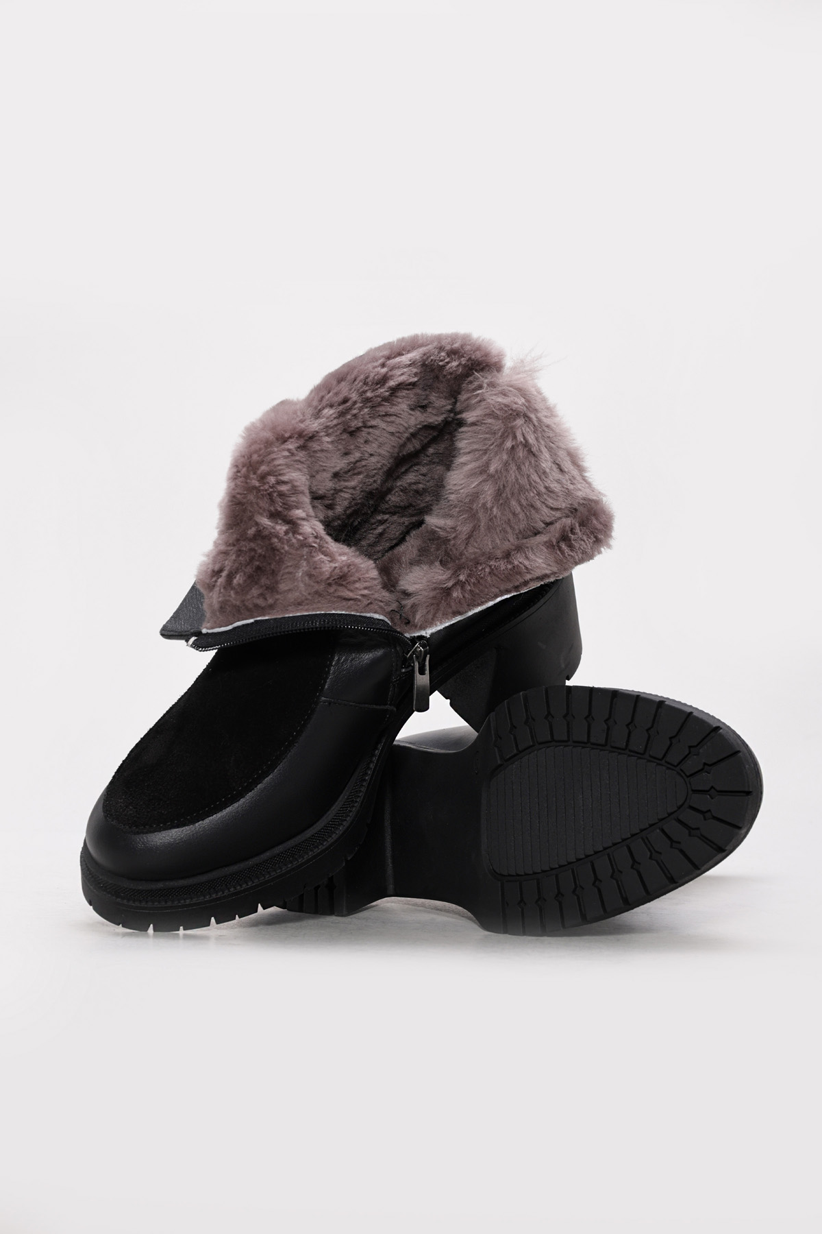 Hakiki Deri Kürklü Kadın Kalın Topuklu Bot 217KZA51-03 - Görsel 4