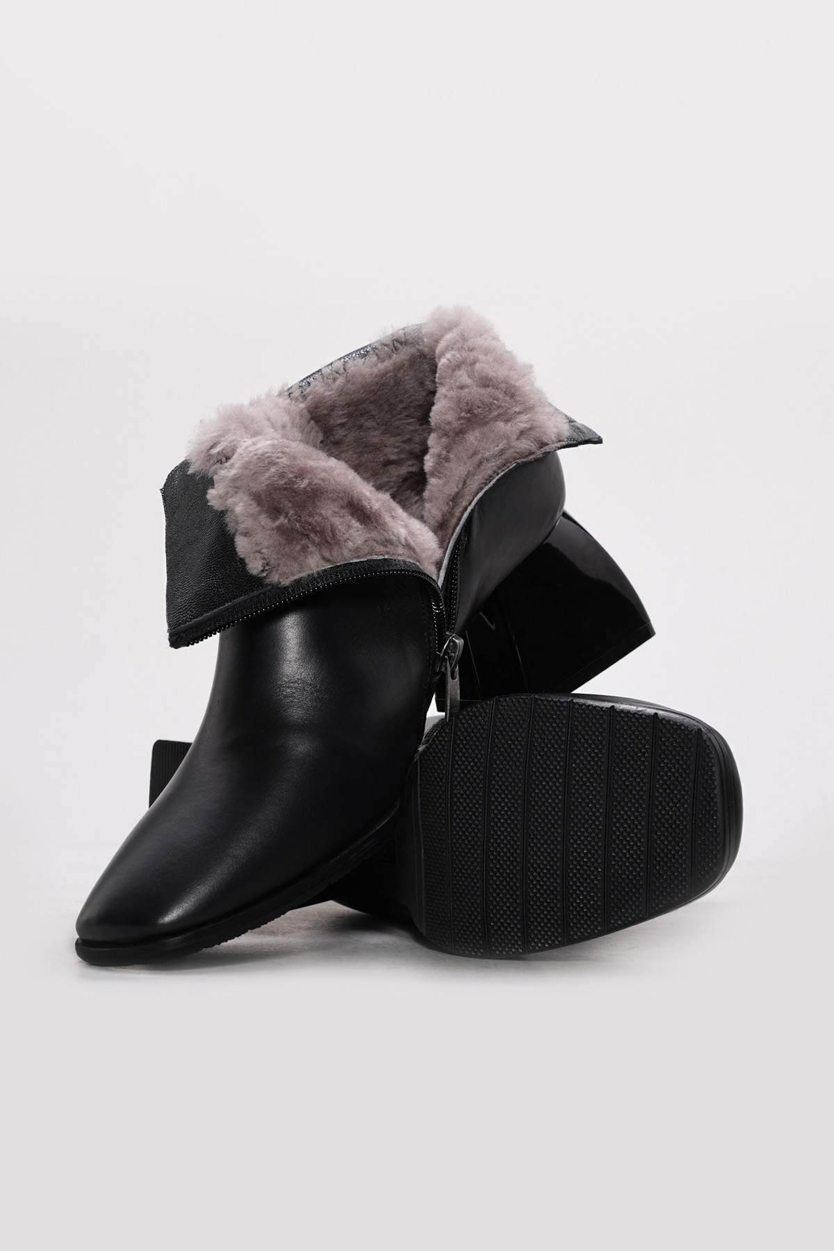 Hakiki Deri Kürklü Kadın Kalın Topuklu Bot 264KZA854 - Görsel 4