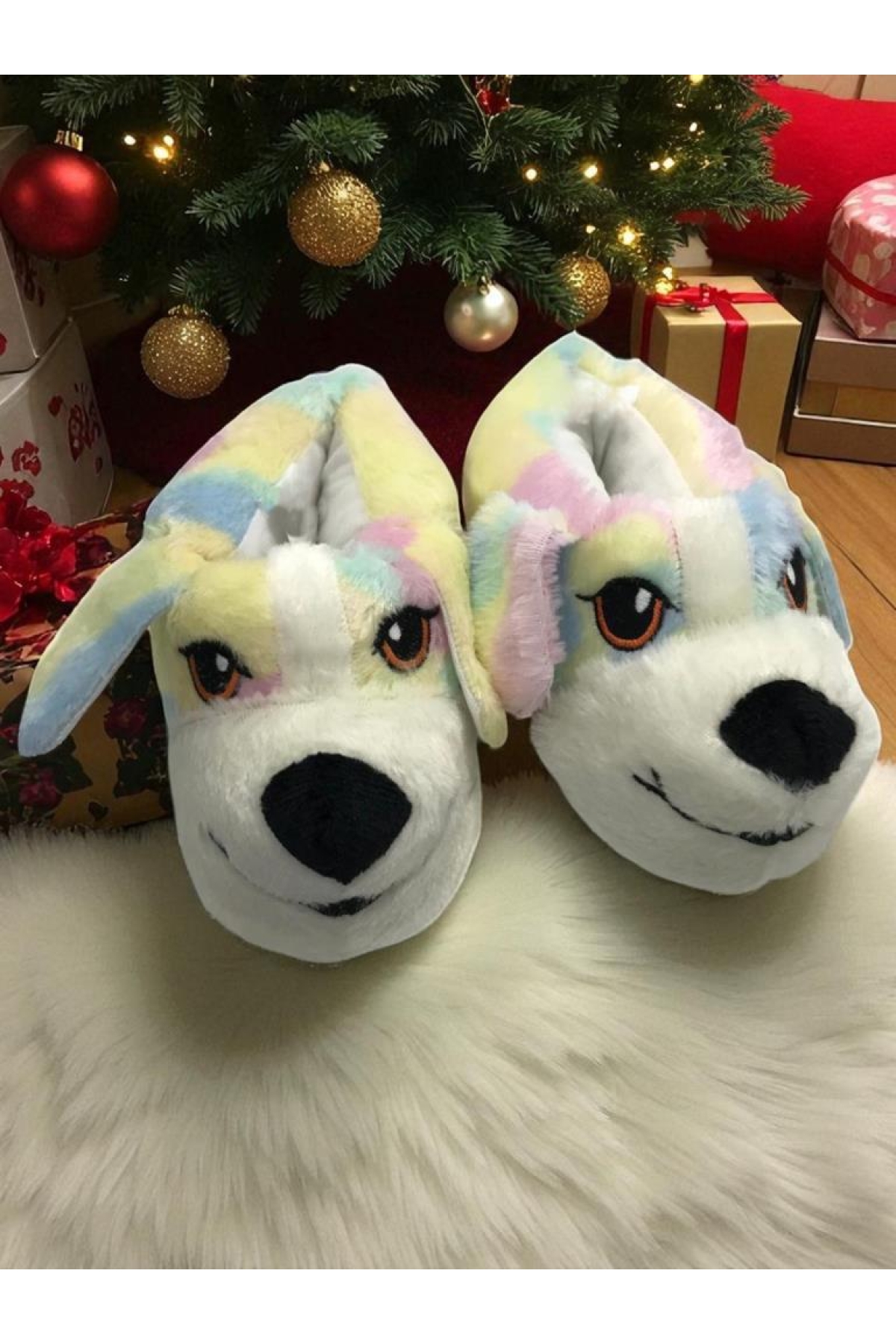 Sevimli Köpek Figürlü Peluş Panduf Yumuşak Puf Hayvanlı Panduf - Görsel 3