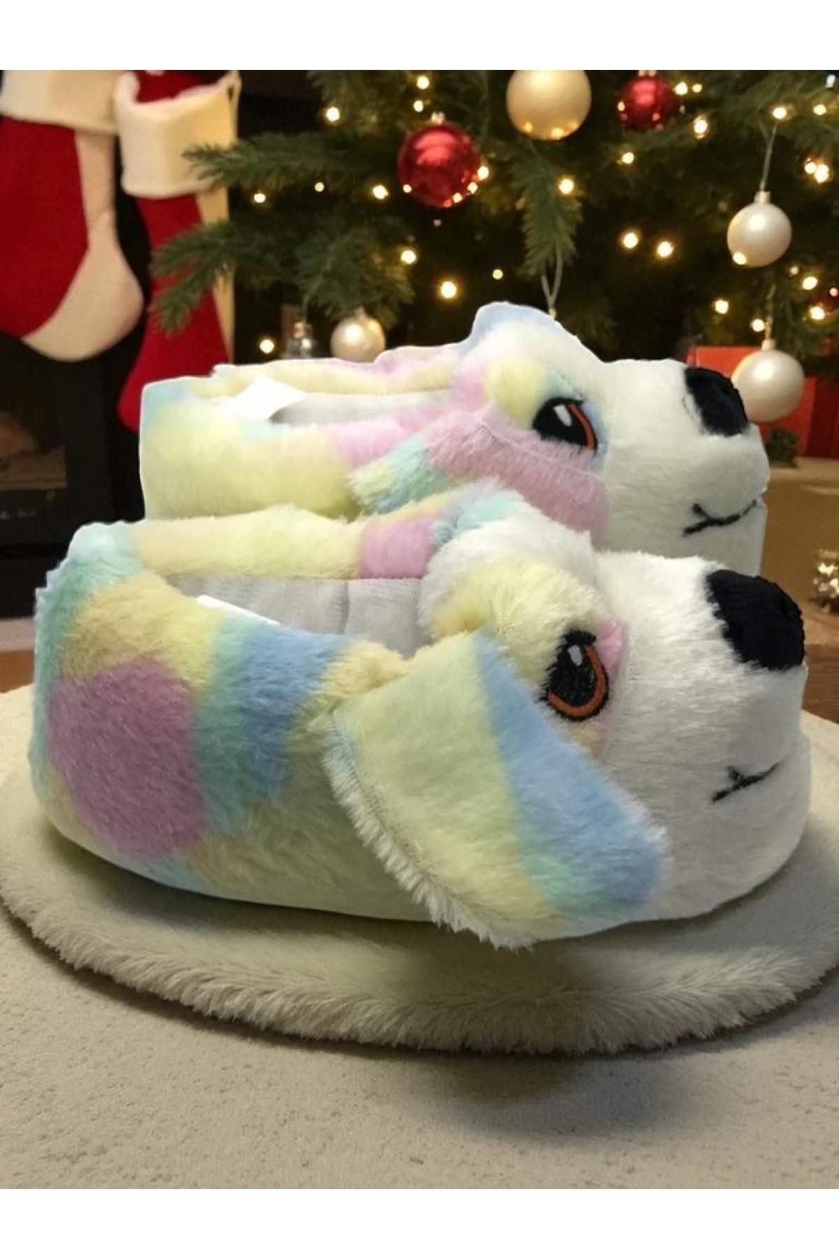 Sevimli Köpek Figürlü Peluş Panduf Yumuşak Puf Hayvanlı Panduf - Görsel 5