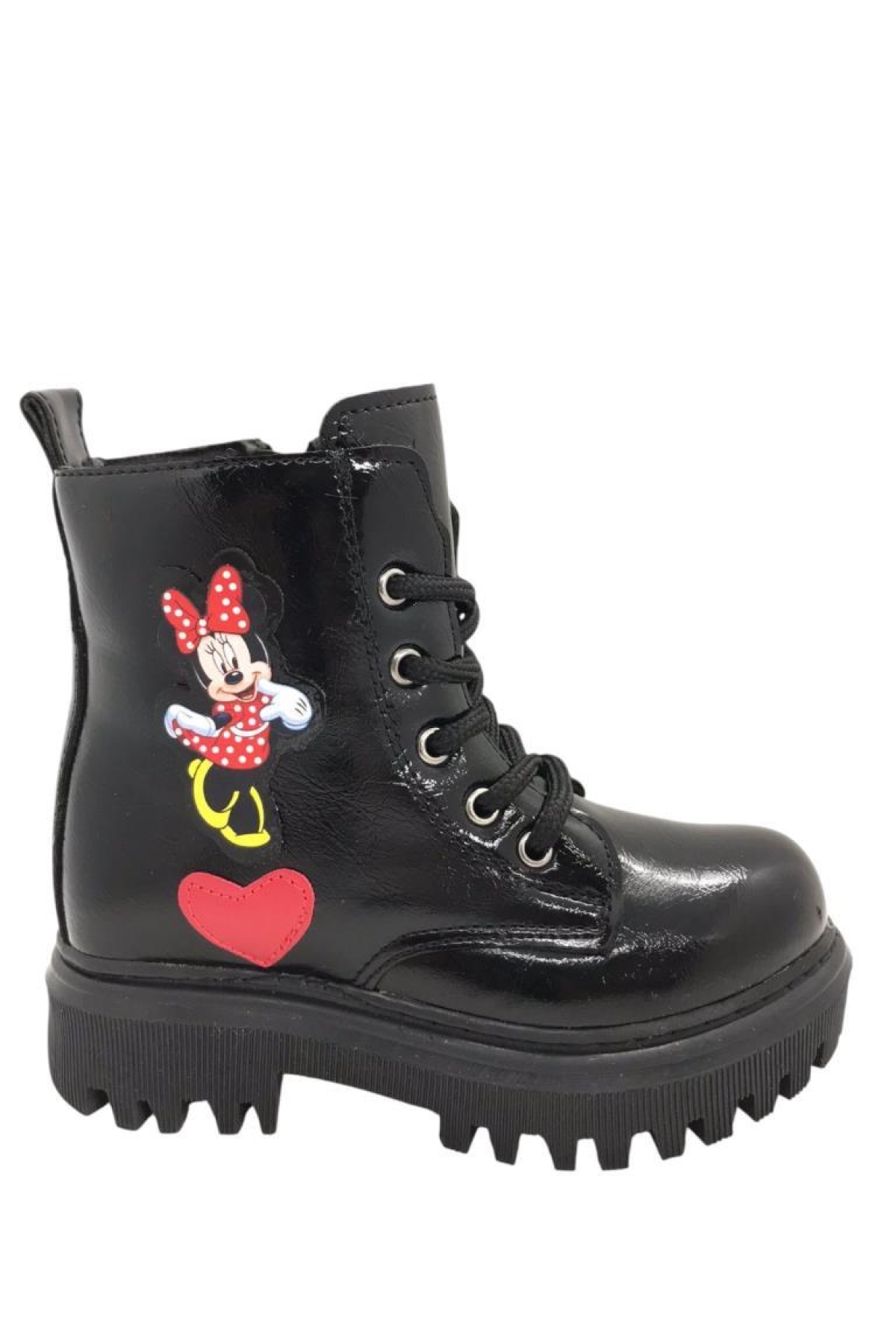 Kız Çocuk Suya Soğuk Havaya Dayanıklı Minnie Figürlü Kışlık Siyah Rugan Bot Ayakkabı - Görsel 3