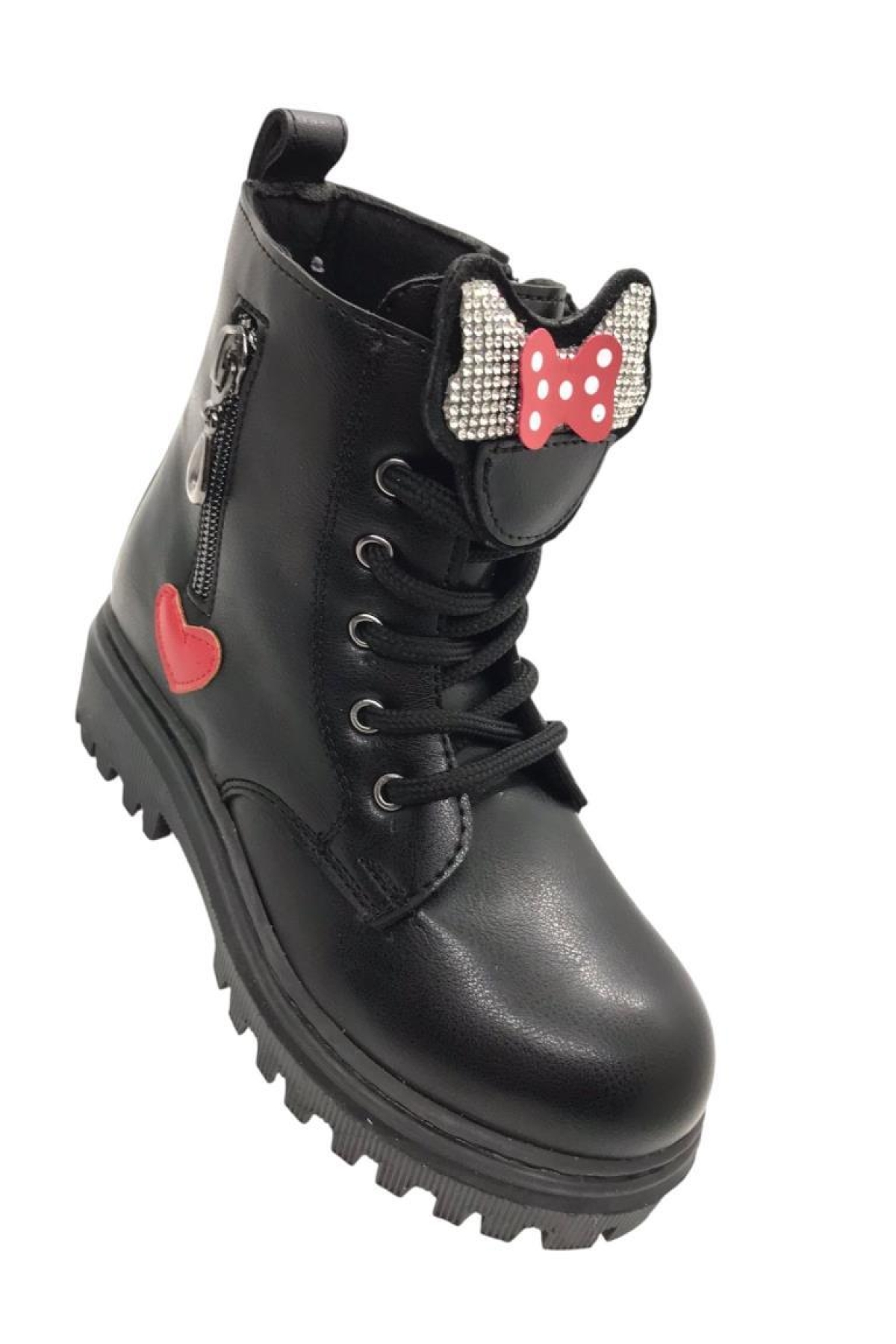 Kız Çocuk Suya Soğuk Havaya Dayanıklı Minnie Figürlü Kışlık Siyah Rugan Bot Ayakkabı - Görsel 3