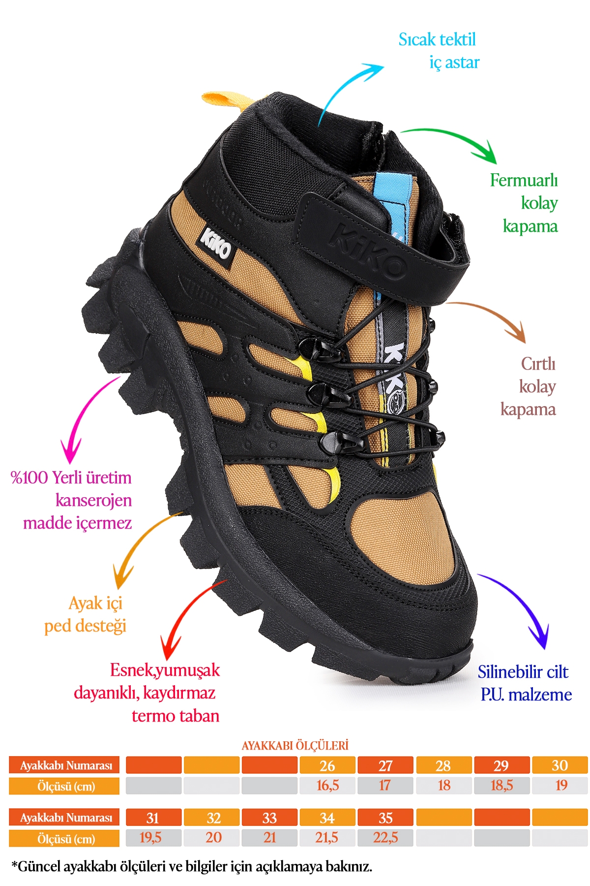 Sumy Termo Taban Cırtlı Erkek Çocuk Spor Bot Ayakkabı Camel - Görsel 3