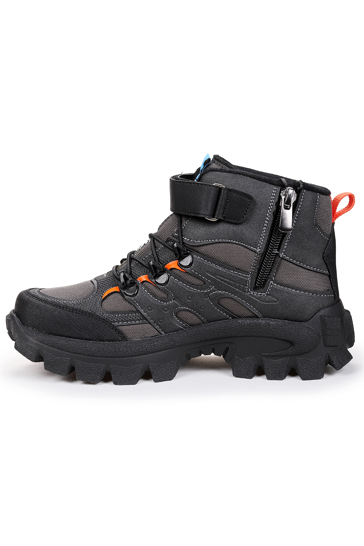 Sumy Termo Taban Cırtlı Erkek Çocuk Spor Bot Ayakkabı Siyah - Füme - Turuncu - Görsel 5