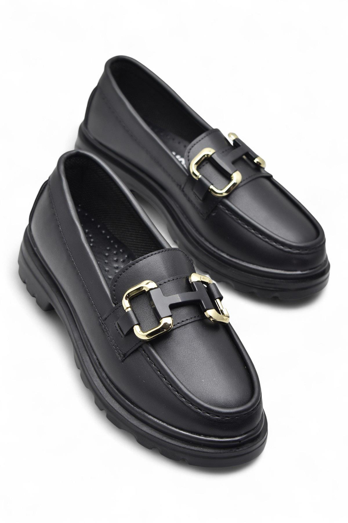 810 Rahat Taban Günlük Siyah Kadın Laofer Ayakkabı Casual Kadın Ayakkabı - Görsel 4