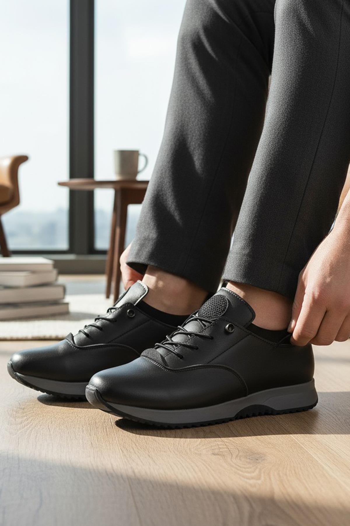 561ZMR Ortopedi Taban Siyah Günlük Kadın Ayakkabı Casual Kadın Ayakkabı - Görsel 2