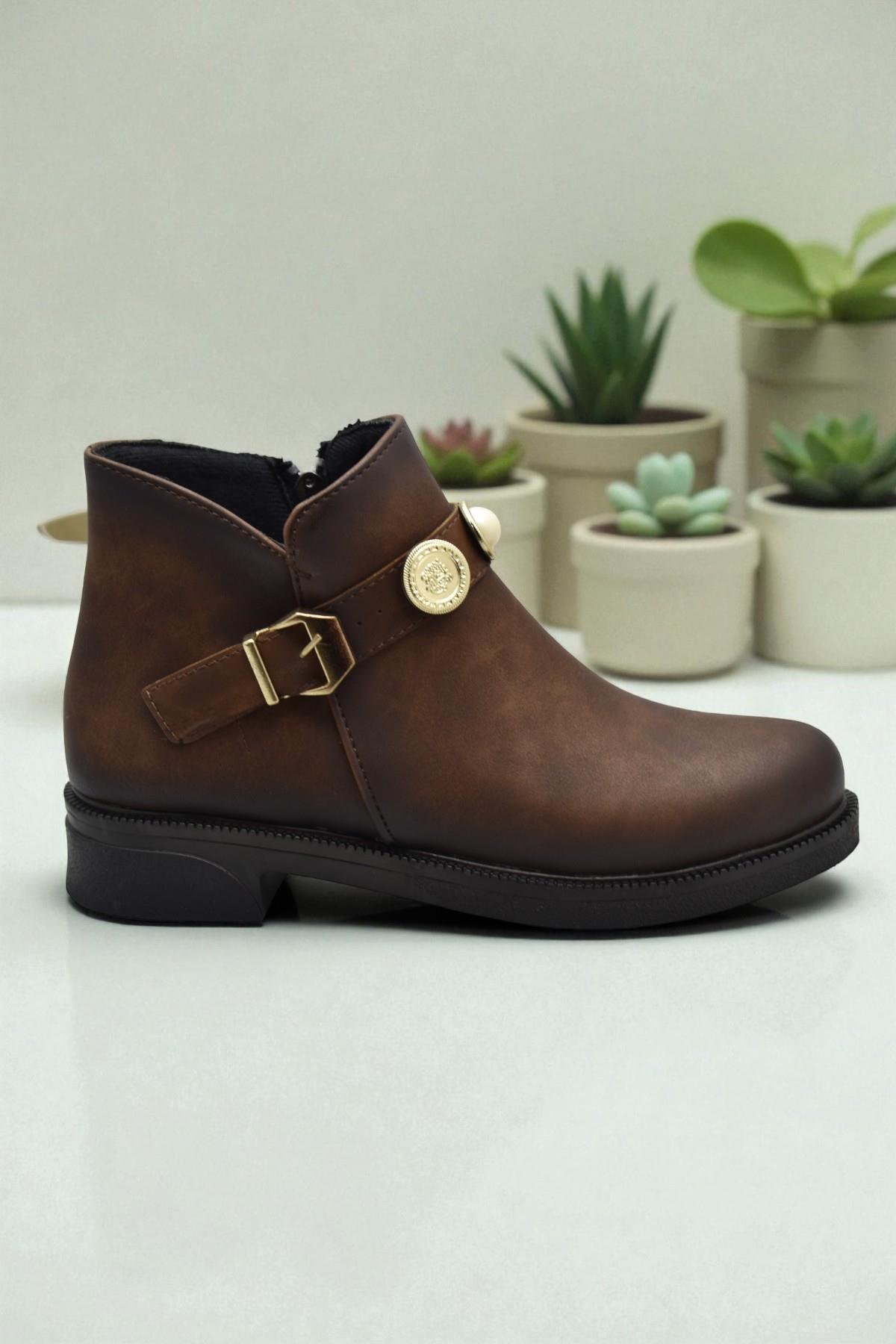 4569 Kadın Bot Ayakkabı Kaymaz Taban Fermuarlı Günlük Kadın Bot - Görsel 4