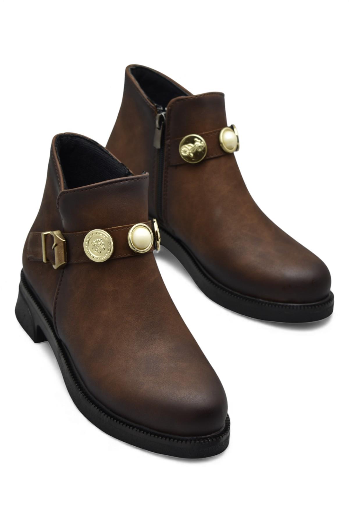 4569 Kadın Bot Ayakkabı Kaymaz Taban Fermuarlı Günlük Kadın Bot - Görsel 8