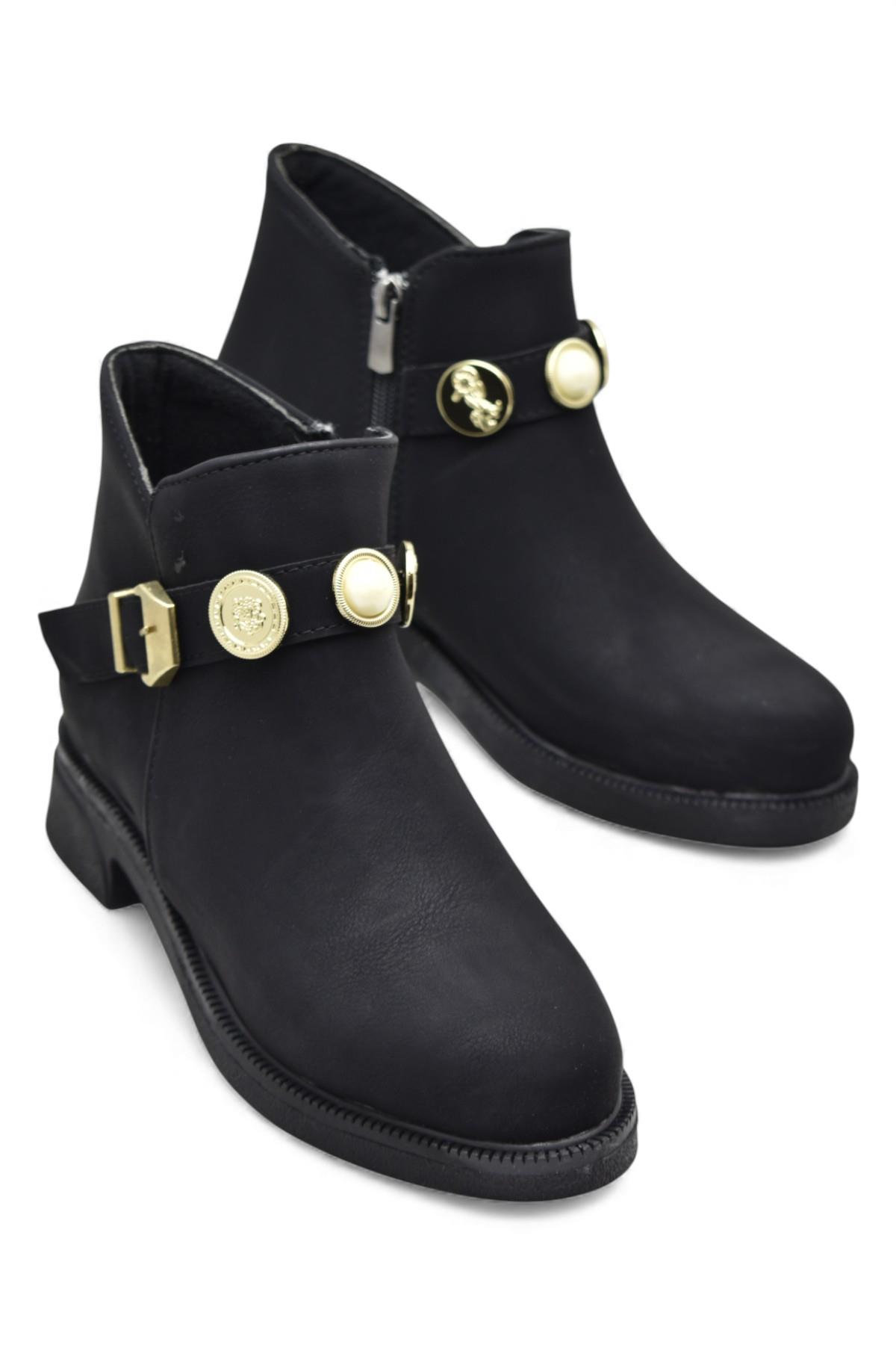 4569 Kadın Bot Ayakkabı Kaymaz Taban Fermuarlı Günlük Kadın Bot - Görsel 3