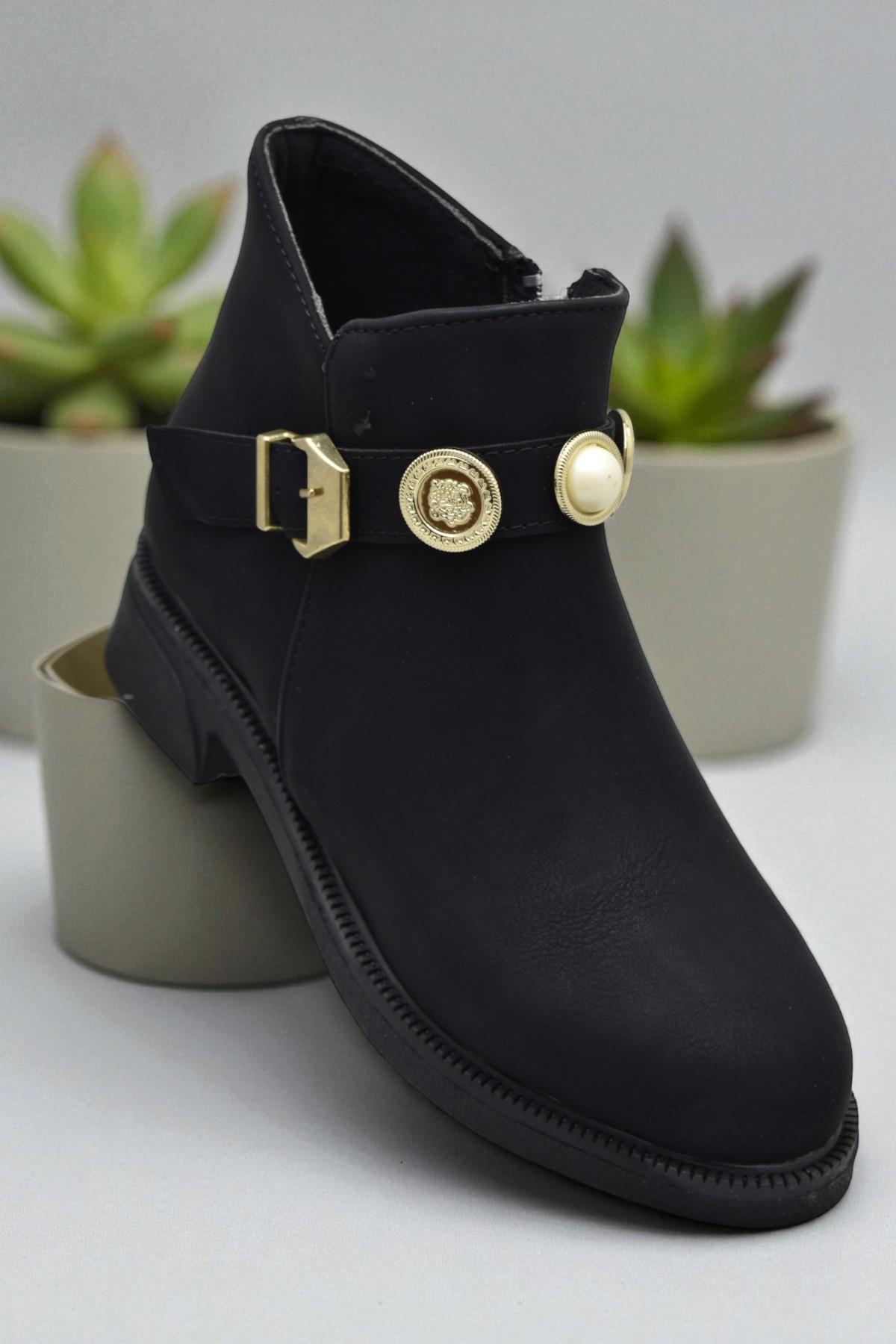 4569 Kadın Bot Ayakkabı Kaymaz Taban Fermuarlı Günlük Kadın Bot - Görsel 4