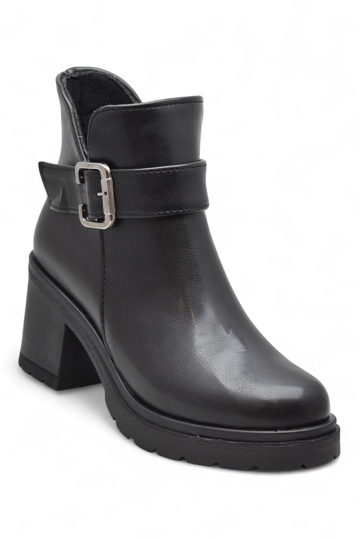 4560 Kadın Bot Ayakkabı Kaymaz Taban Fermuarlı Bağcıklı Günlük Kadın Bot - Görsel 4