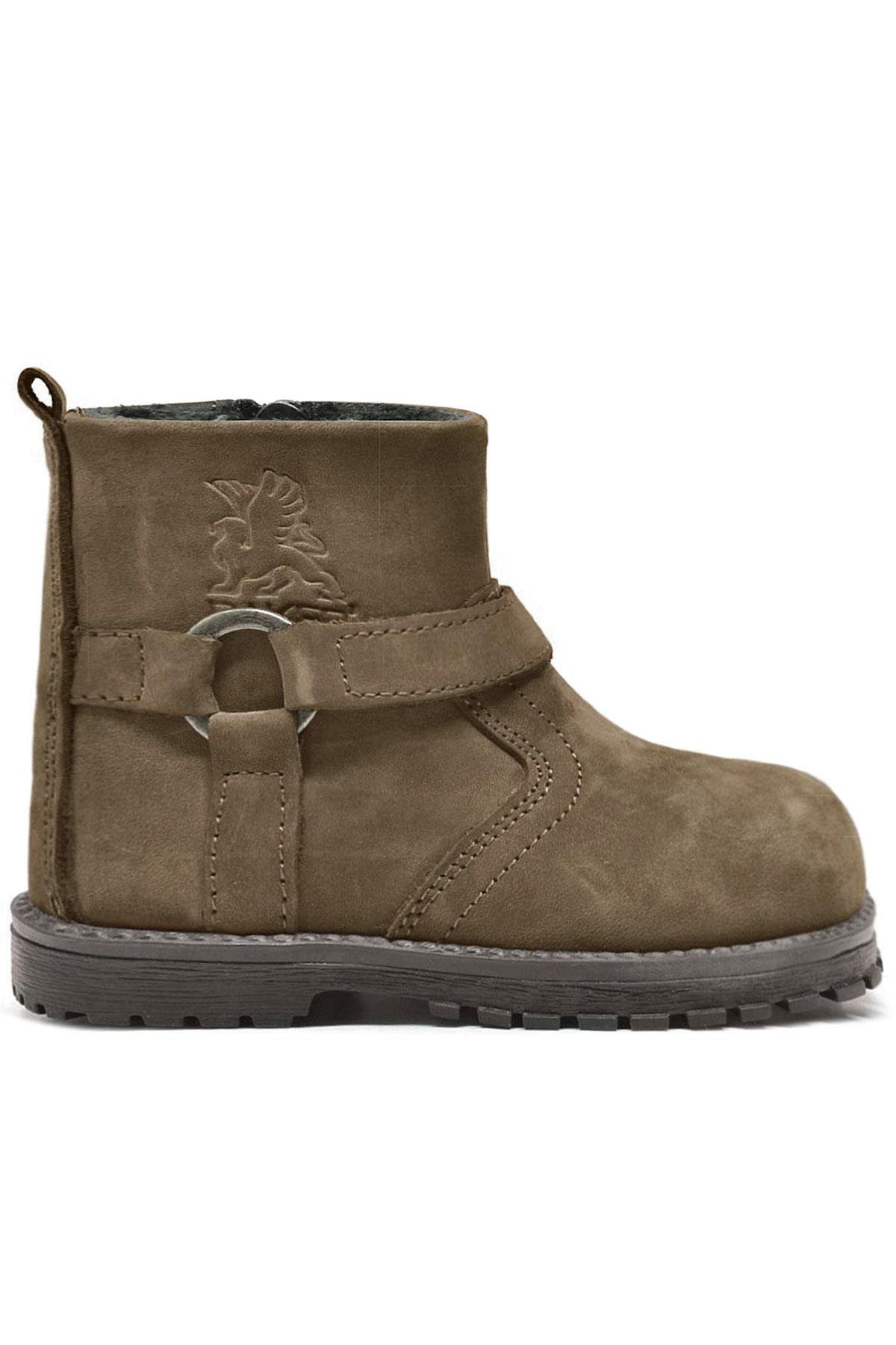 Chiron Hakiki Deri Kum Rengi Fermuarlı Bebek Çizme - Görsel 3