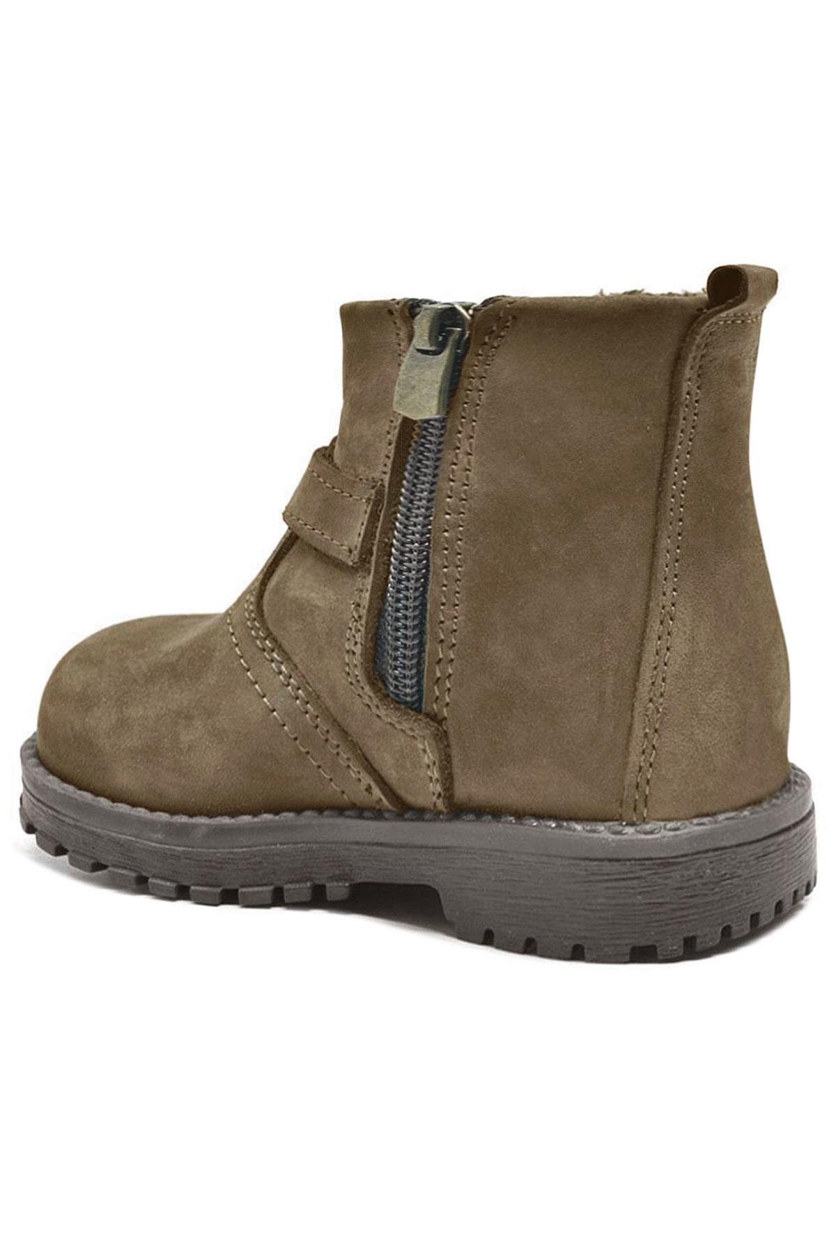 Chiron Hakiki Deri Kum Rengi Fermuarlı Bebek Çizme - Görsel 4