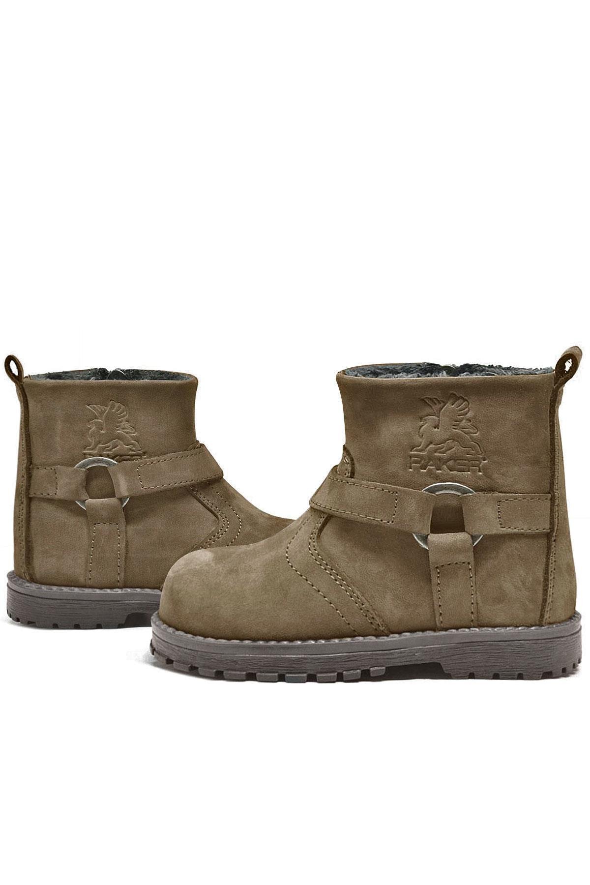 Chiron Hakiki Deri Kum Rengi Fermuarlı Bebek Çizme - Görsel 7