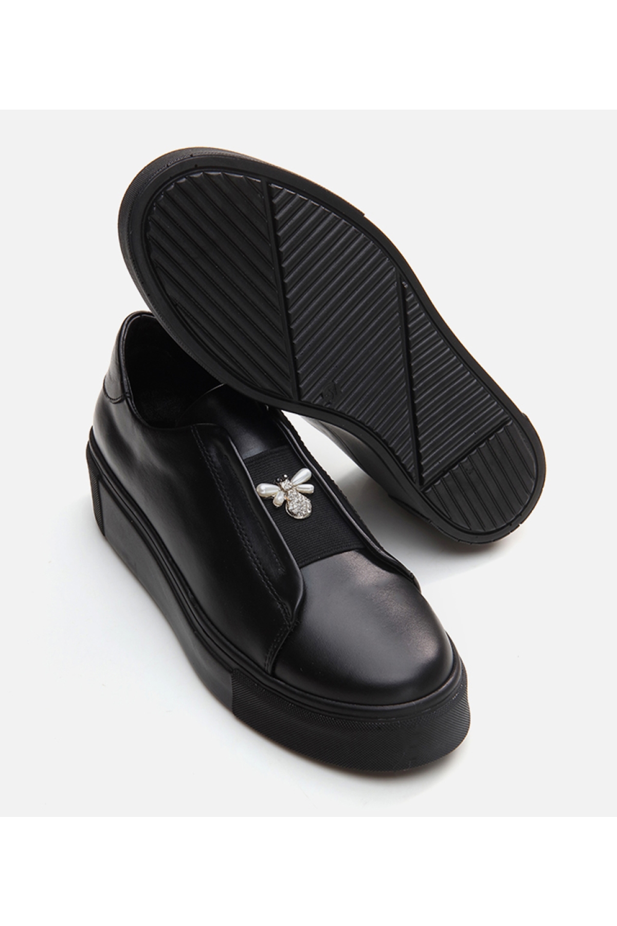 Kadın Deri Siyah Spor Ayakkabı - Görsel 7