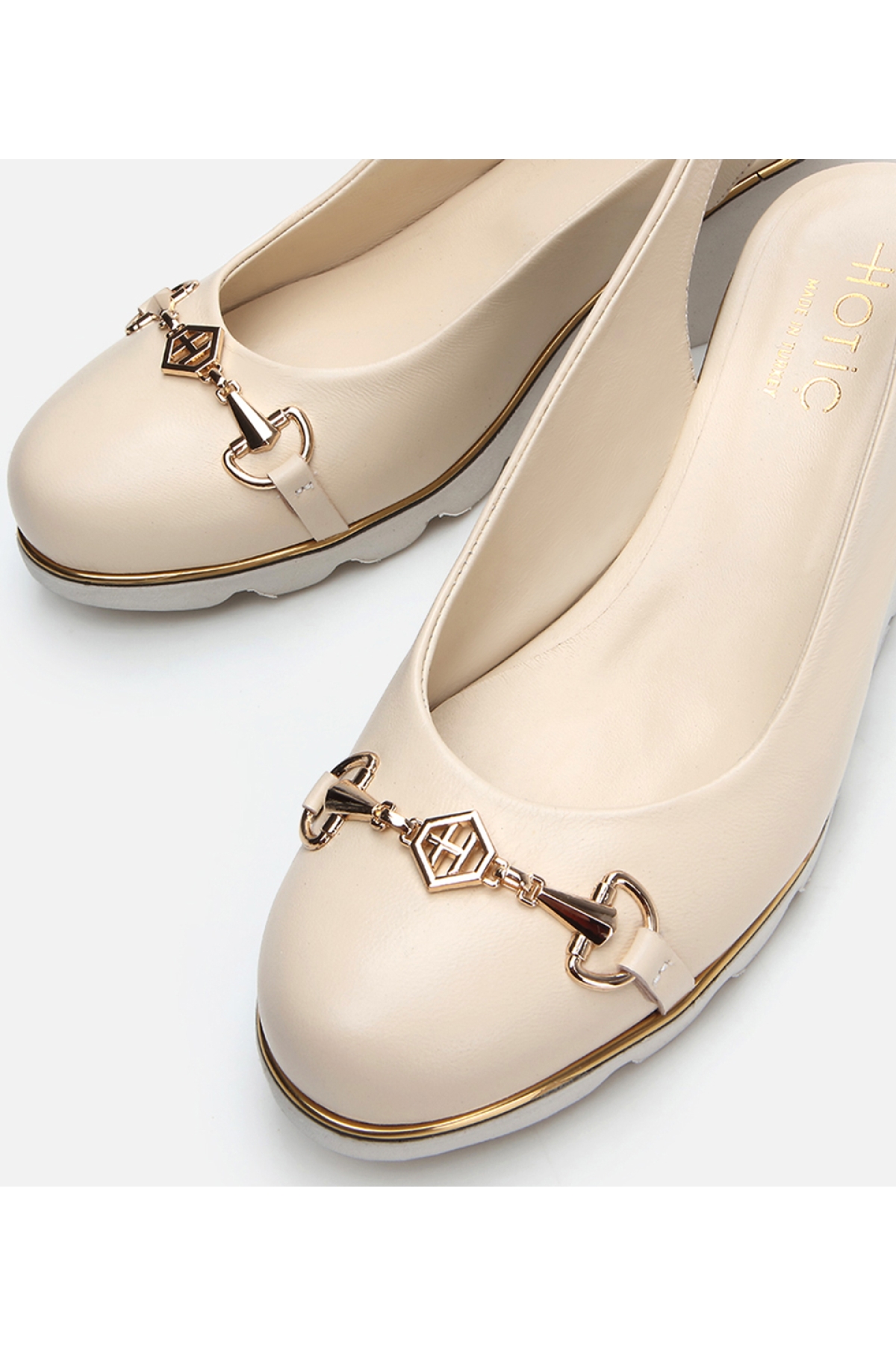 Kadın Deri Bej Kalın Topuk - Görsel 6