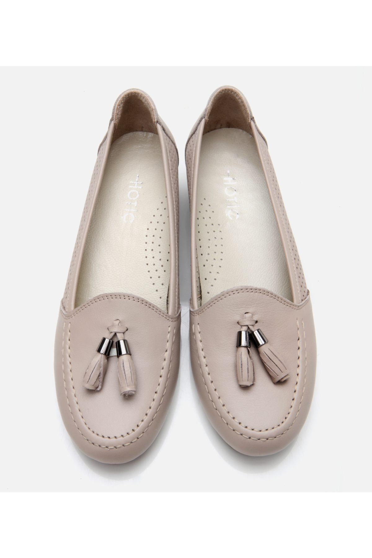 Hotiç Hotiç Kadın Deri Vizon Püsküllü Dolgu Topuklu Ayakkabı Flo'da! Vizon - 6. görsel