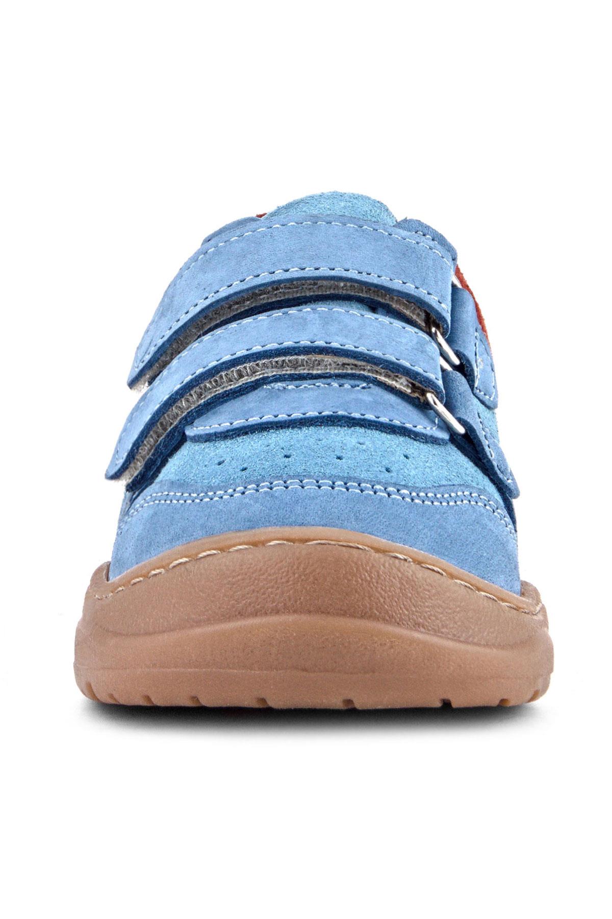 Schaggy Hakiki Deri Mavi Bordo Cırtlı Bebek Spor Ayakkabı - Görsel 4