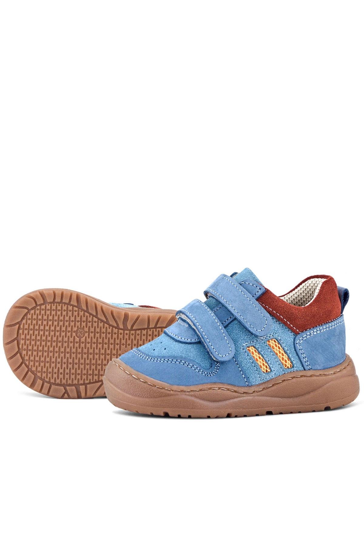 Schaggy Hakiki Deri Mavi Bordo Cırtlı Bebek Spor Ayakkabı - Görsel 7