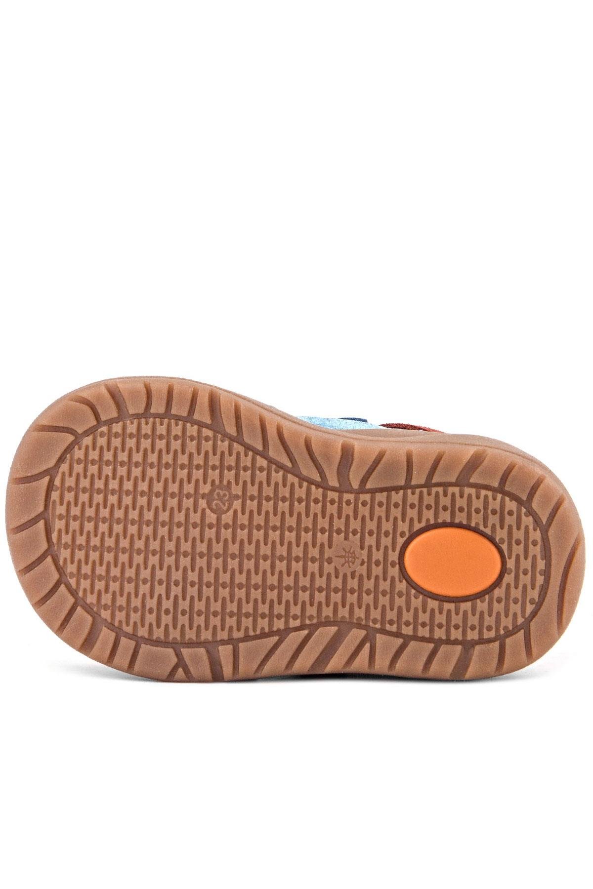 Schaggy Hakiki Deri Mavi Bordo Cırtlı Bebek Spor Ayakkabı - Görsel 9