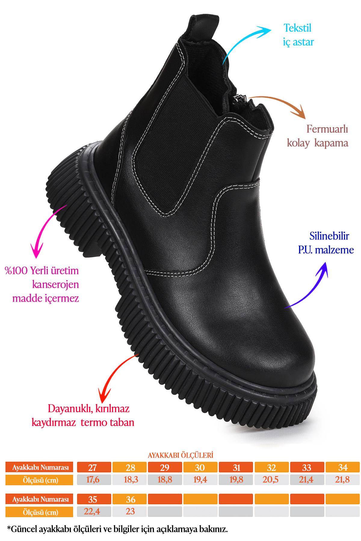 Penka Fermuarlı Erkek Çocuk Günlük Bot Ayakkabı Siyah - Görsel 3