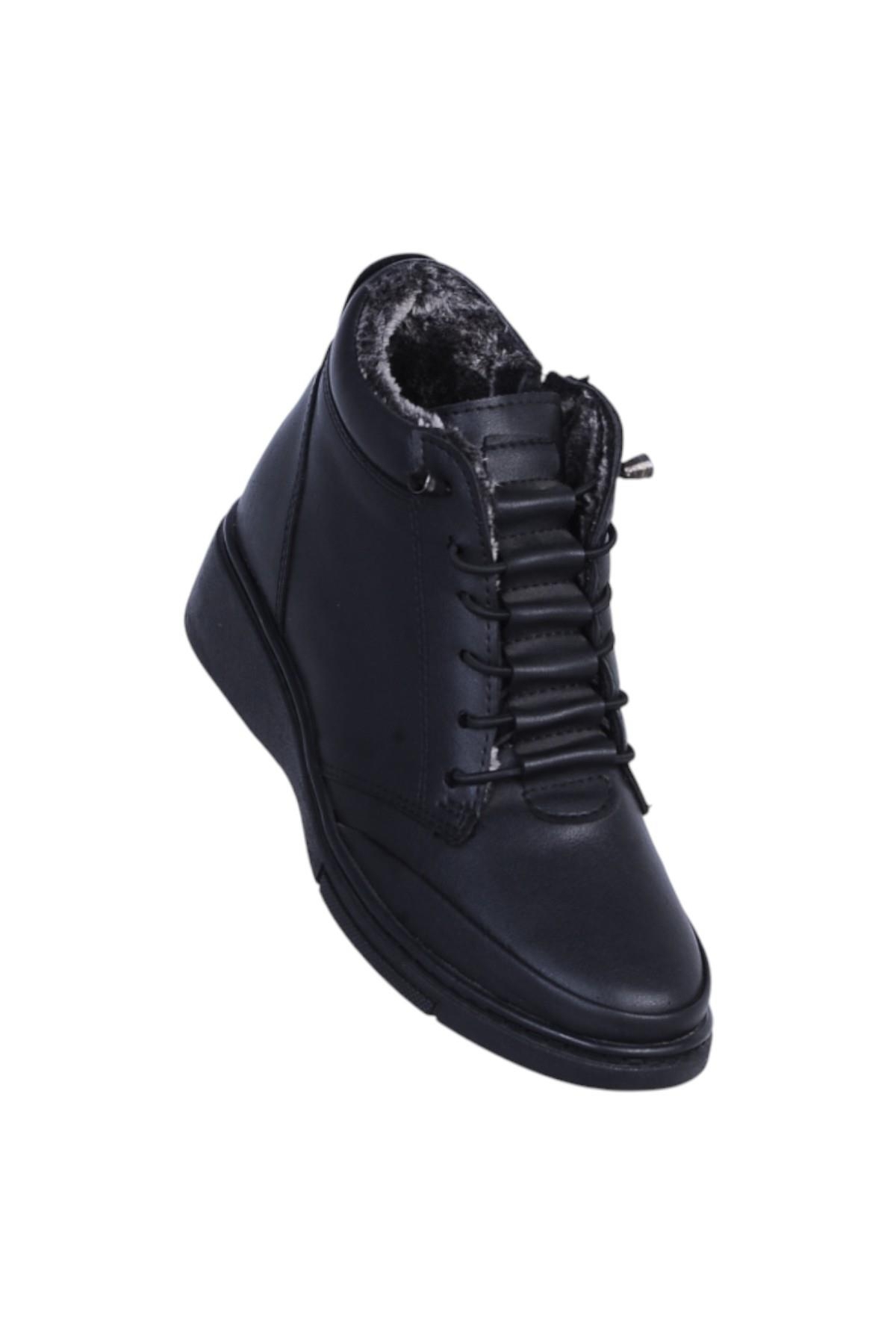 Estelle 770 Cilt Siyah Kadın İçi Kürklü Düz Bot - Görsel 3