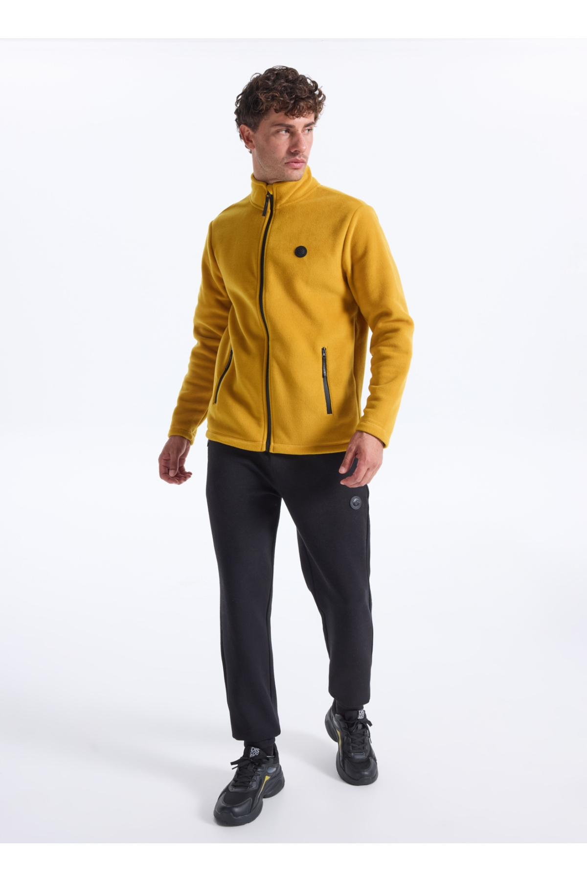 D5WM-SWT3301 Hardal Dik Yaka Basic Düz Erkek Polar Sweatshırt
