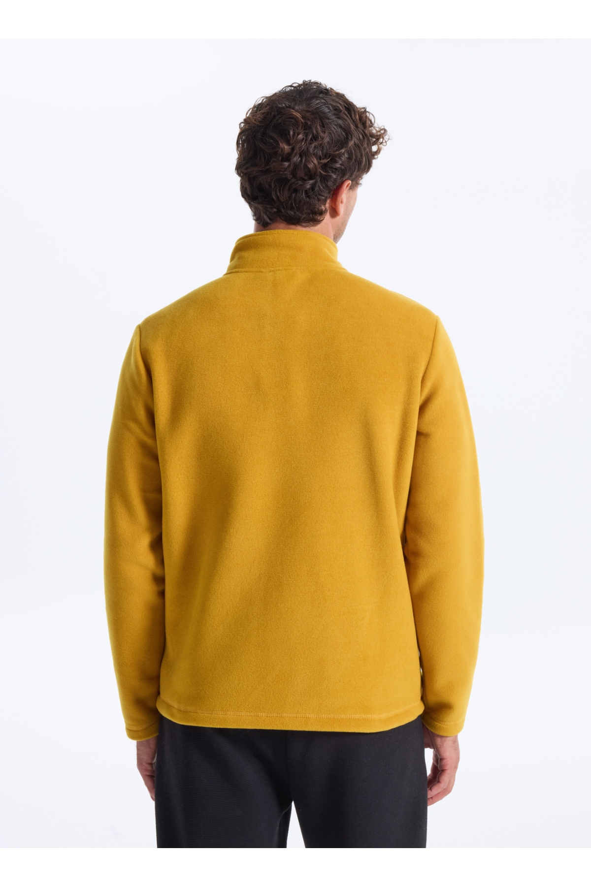 D5WM-SWT3301 Hardal Dik Yaka Basic Düz Erkek Polar Sweatshırt