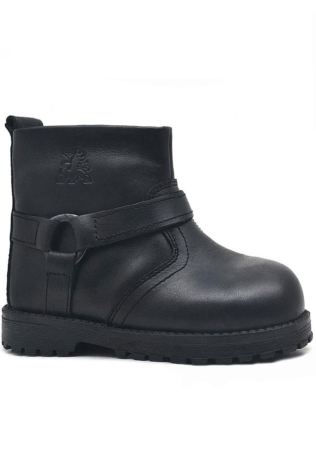 Chiron Hakiki Deri Siyah Fermuarlı Bebek Çizme - Görsel 2