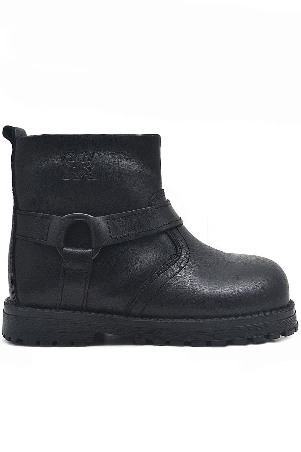 Chiron Hakiki Deri Siyah Fermuarlı Bebek Çizme - Görsel 3