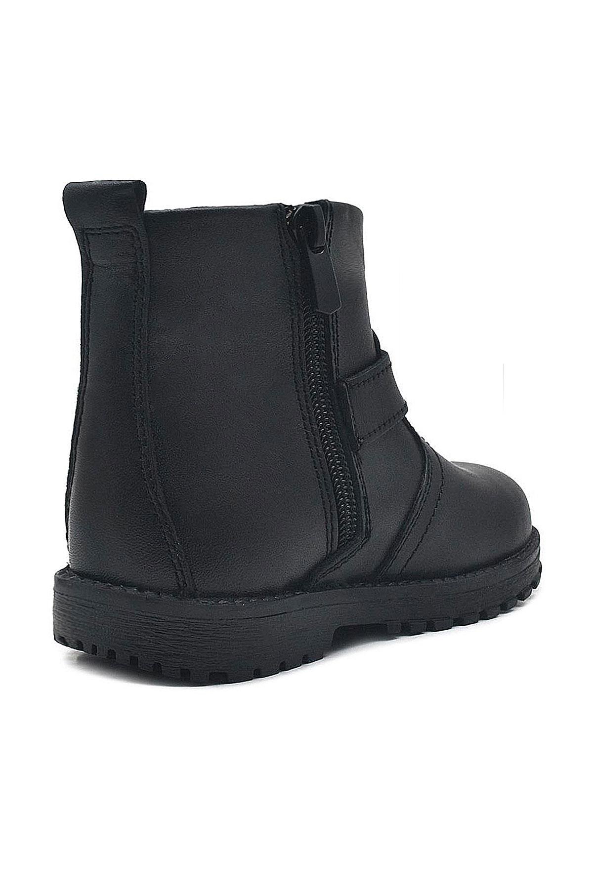 Chiron Hakiki Deri Siyah Fermuarlı Bebek Çizme - Görsel 4