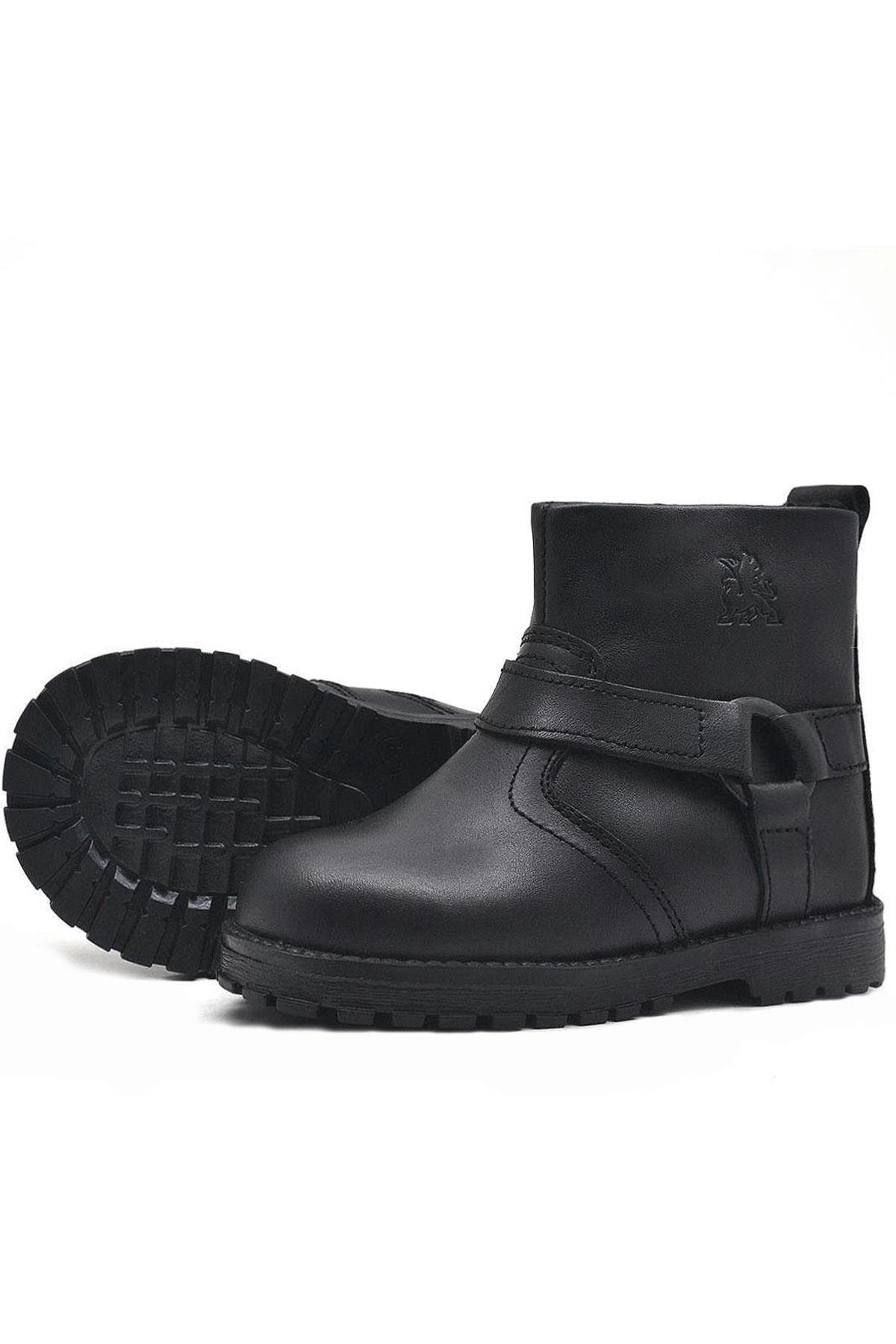 Chiron Hakiki Deri Siyah Fermuarlı Bebek Çizme - Görsel 6