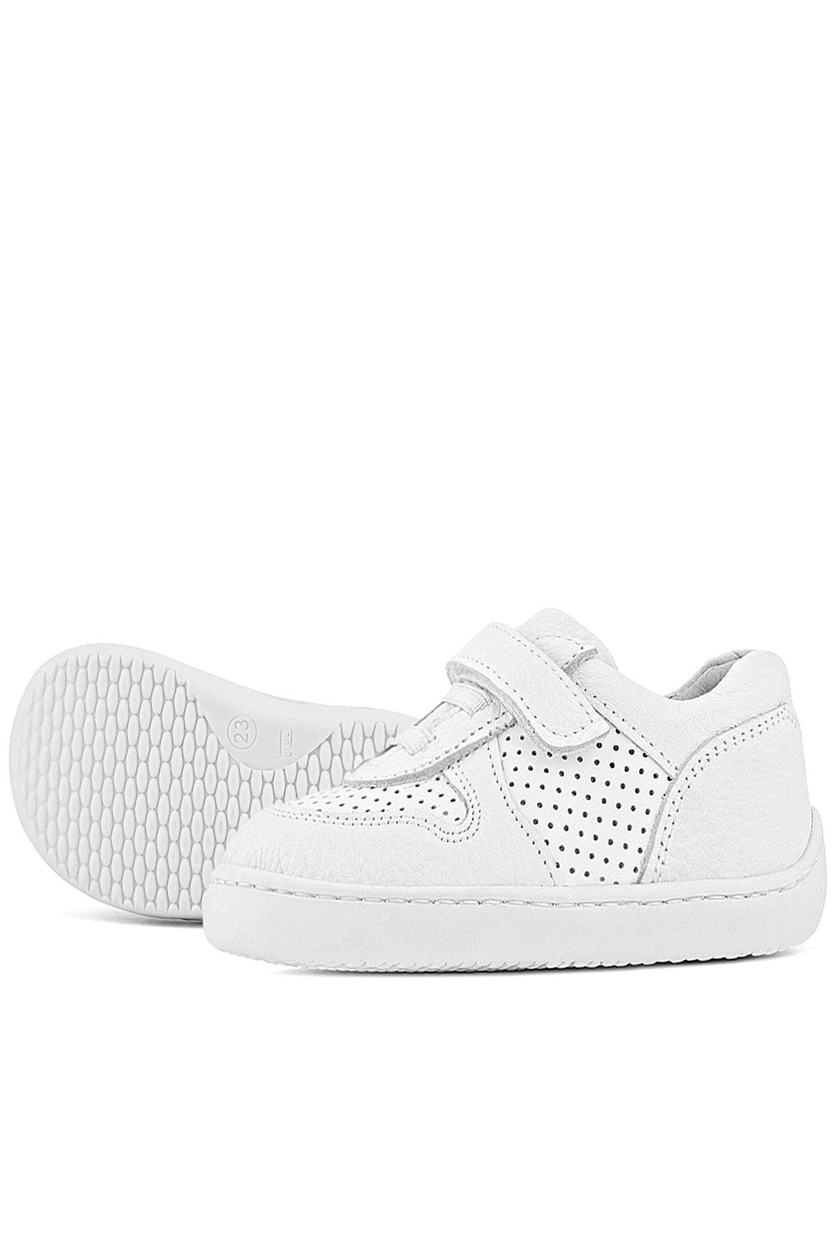 Bob Hakiki Deri Beyaz Barefoot Beyaz Tabanlı Cırtlı Bebek Sneaker Ayakkabı - Görsel 7