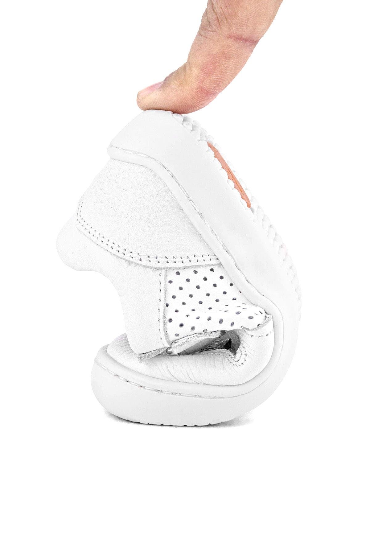 Bob Hakiki Deri Beyaz Barefoot Beyaz Tabanlı Cırtlı Bebek Sneaker Ayakkabı - Görsel 9