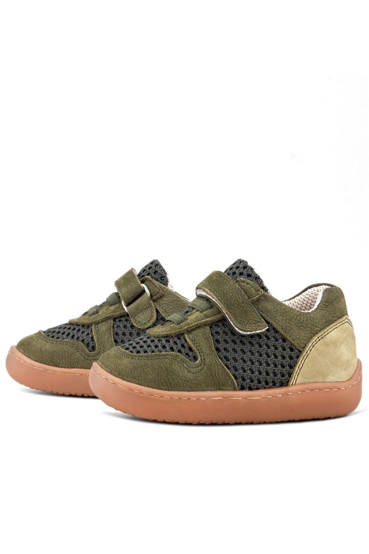 Bob Hakiki Deri Haki Yeşil Barefoot Cırtlı Lastikli Bebek Sneaker Ayakkabı - Görsel 6
