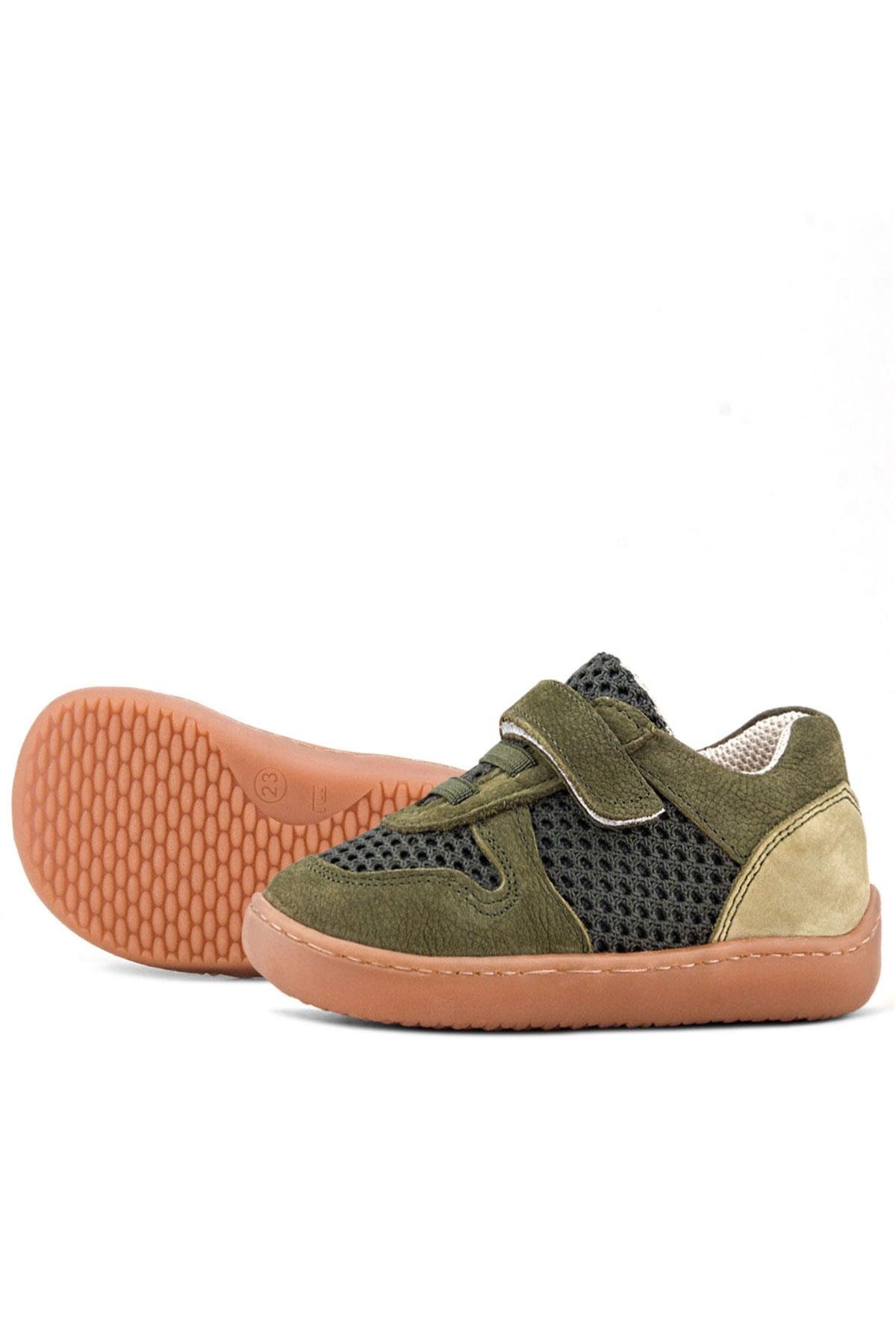 Bob Hakiki Deri Haki Yeşil Barefoot Cırtlı Lastikli Bebek Sneaker Ayakkabı - Görsel 7