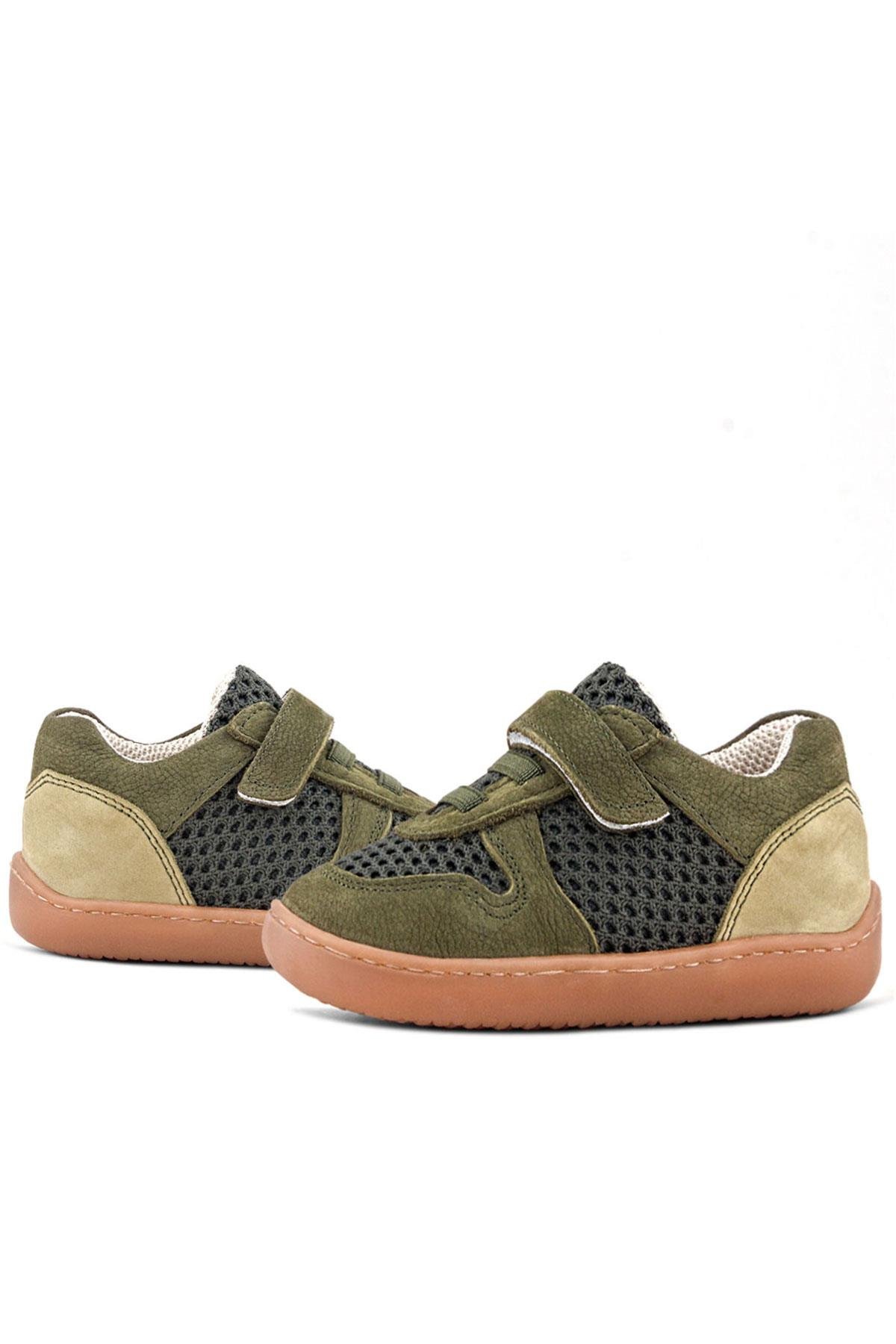 Bob Hakiki Deri Haki Yeşil Barefoot Cırtlı Lastikli Bebek Sneaker Ayakkabı - Görsel 8