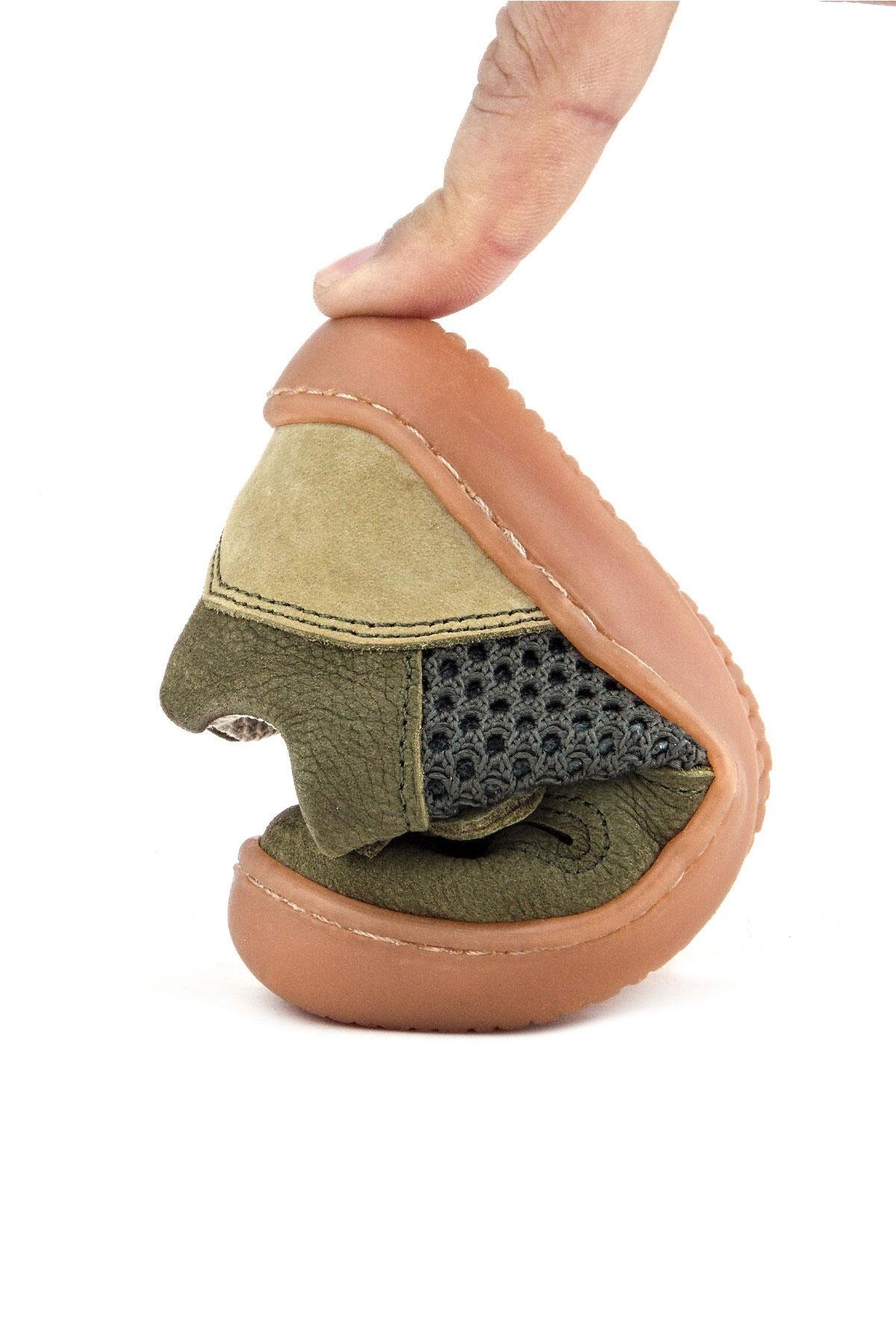 Bob Hakiki Deri Haki Yeşil Barefoot Cırtlı Lastikli Bebek Sneaker Ayakkabı - Görsel 10