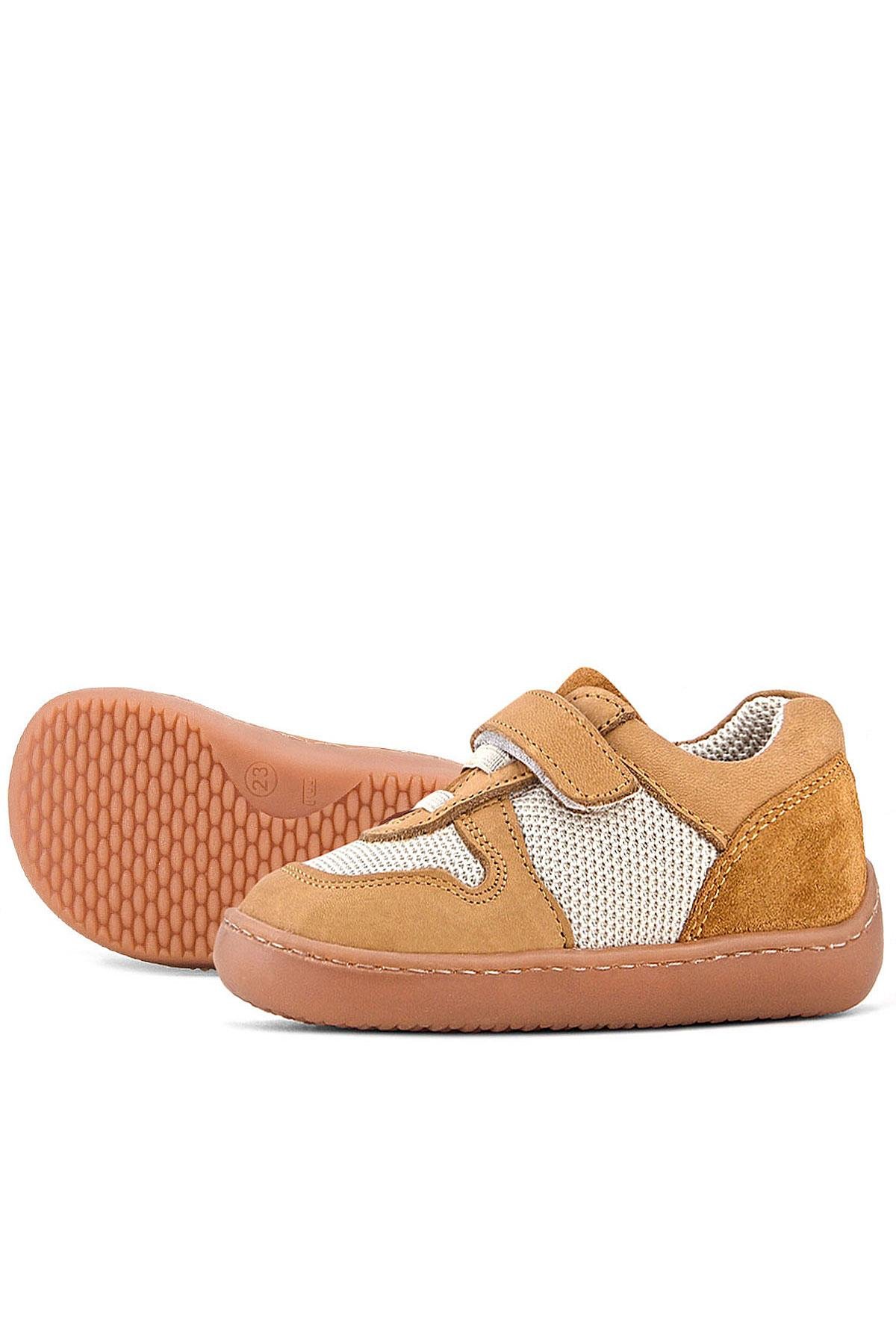 Bob Hakiki Deri Taba Krem Barefoot Cırtlı Lastikli Bebek Sneaker Ayakkabı - Görsel 7