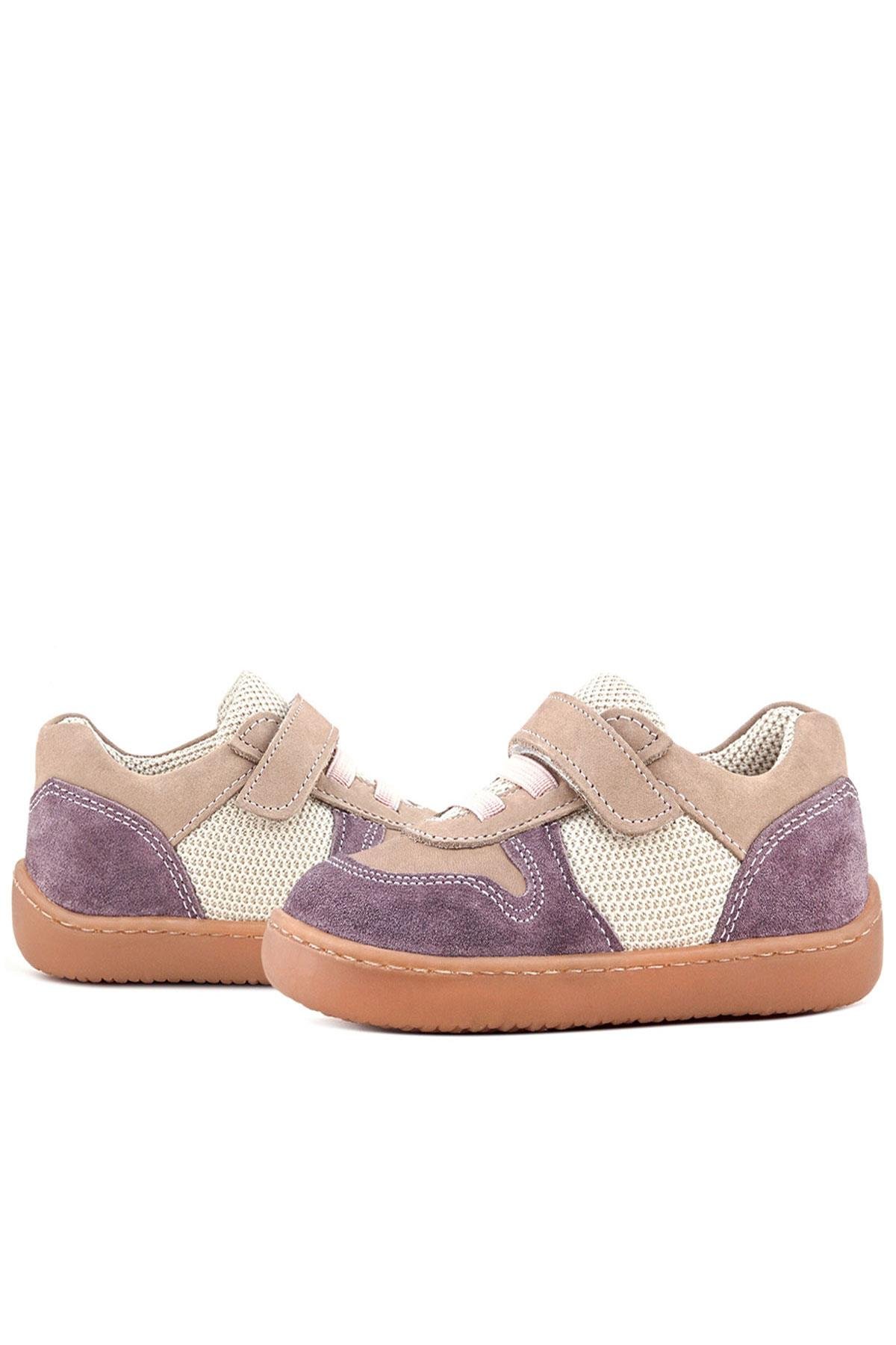 Bob Hakiki Deri Mor Pudra Barefoot Cırtlı Lastikli Bebek Sneaker Ayakkabı - Görsel 8