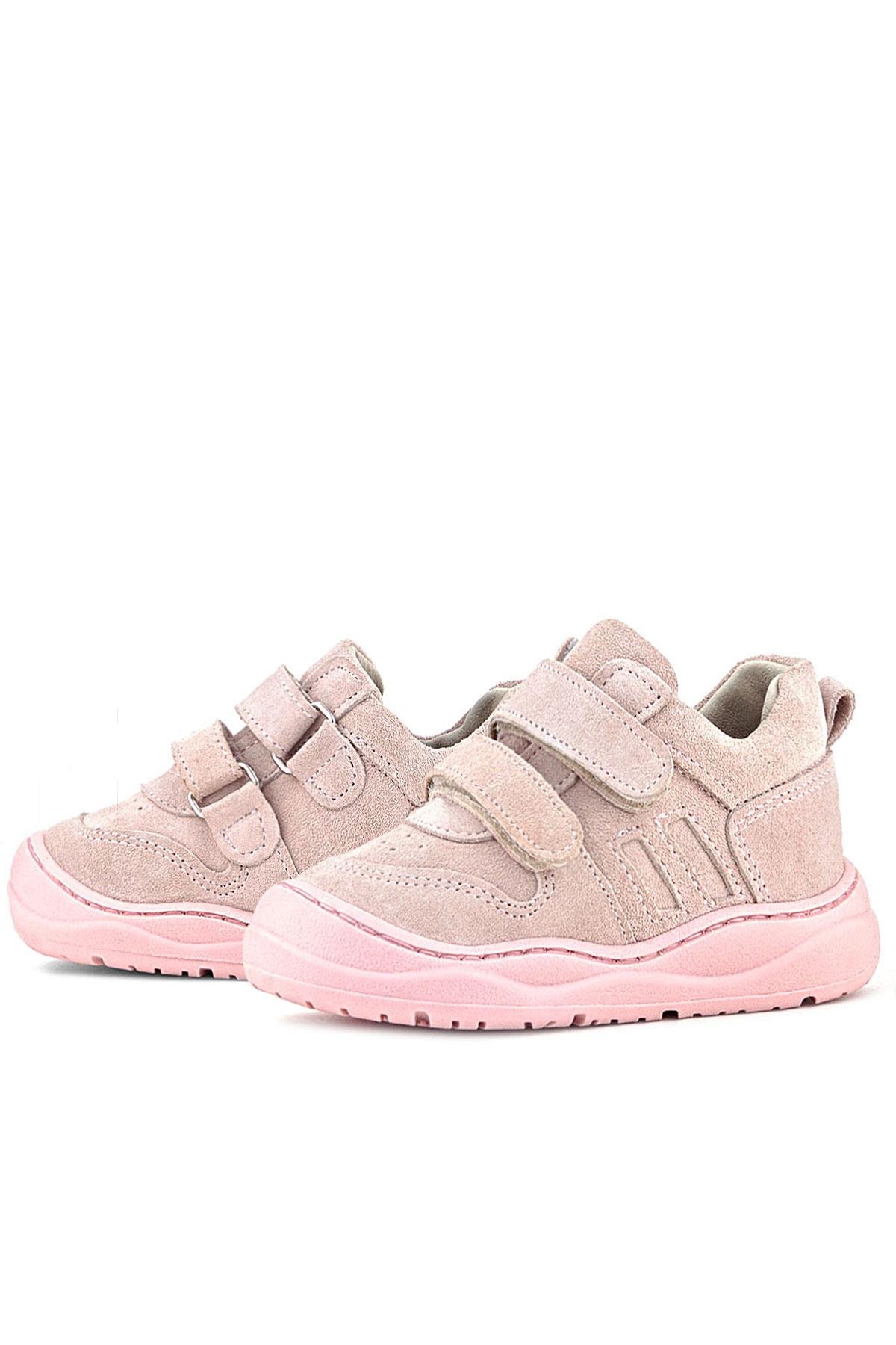 Schaggy Hakiki Deri Pudra Pembe Cırtlı Bebek Spor Ayakkabı - Görsel 6