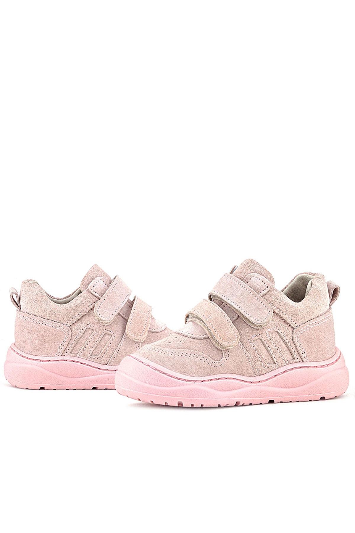 Schaggy Hakiki Deri Pudra Pembe Cırtlı Bebek Spor Ayakkabı - Görsel 8