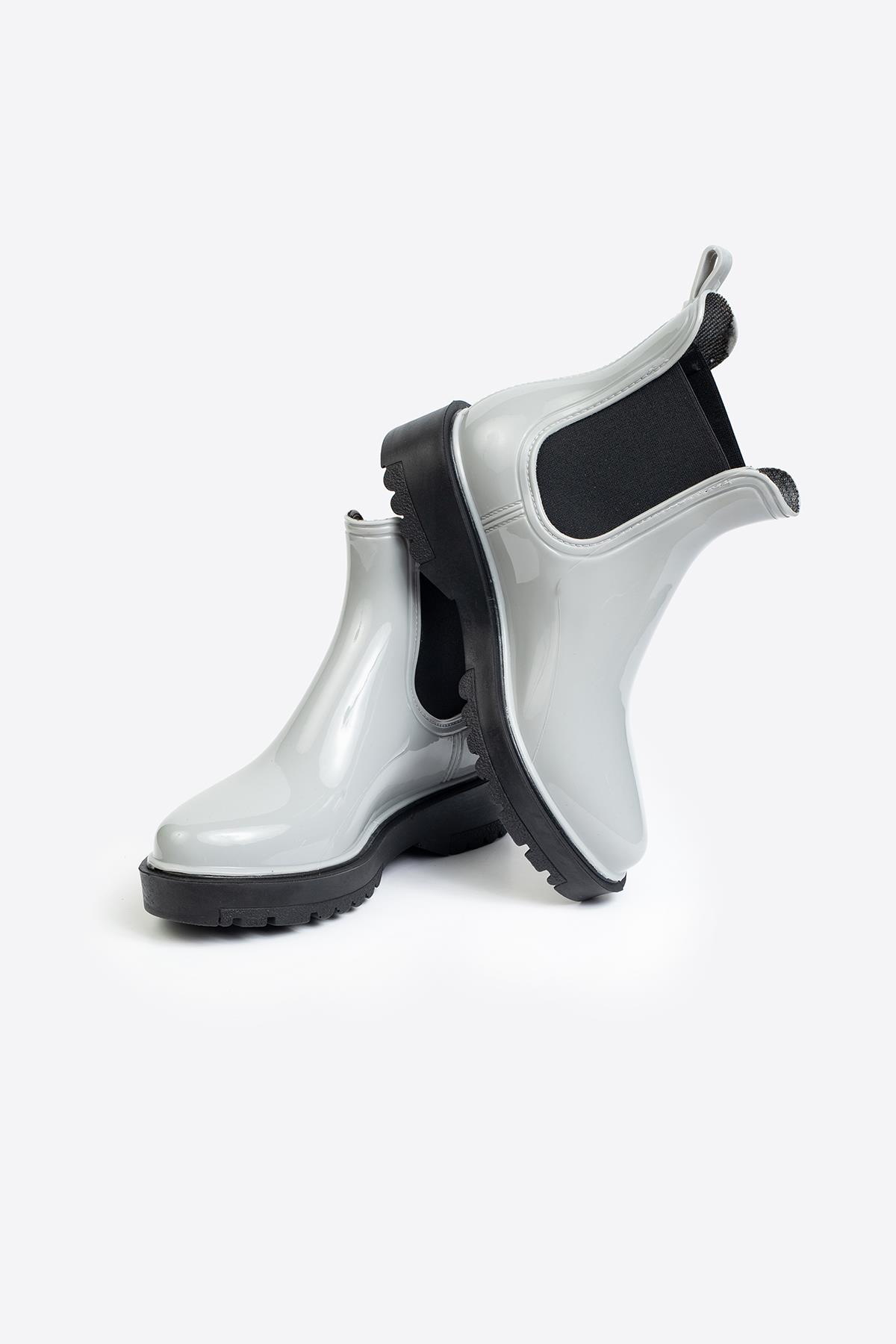 Kadın Parlak Chelsea Yağmur Botu –Kalın Taban Bot - Görsel 6